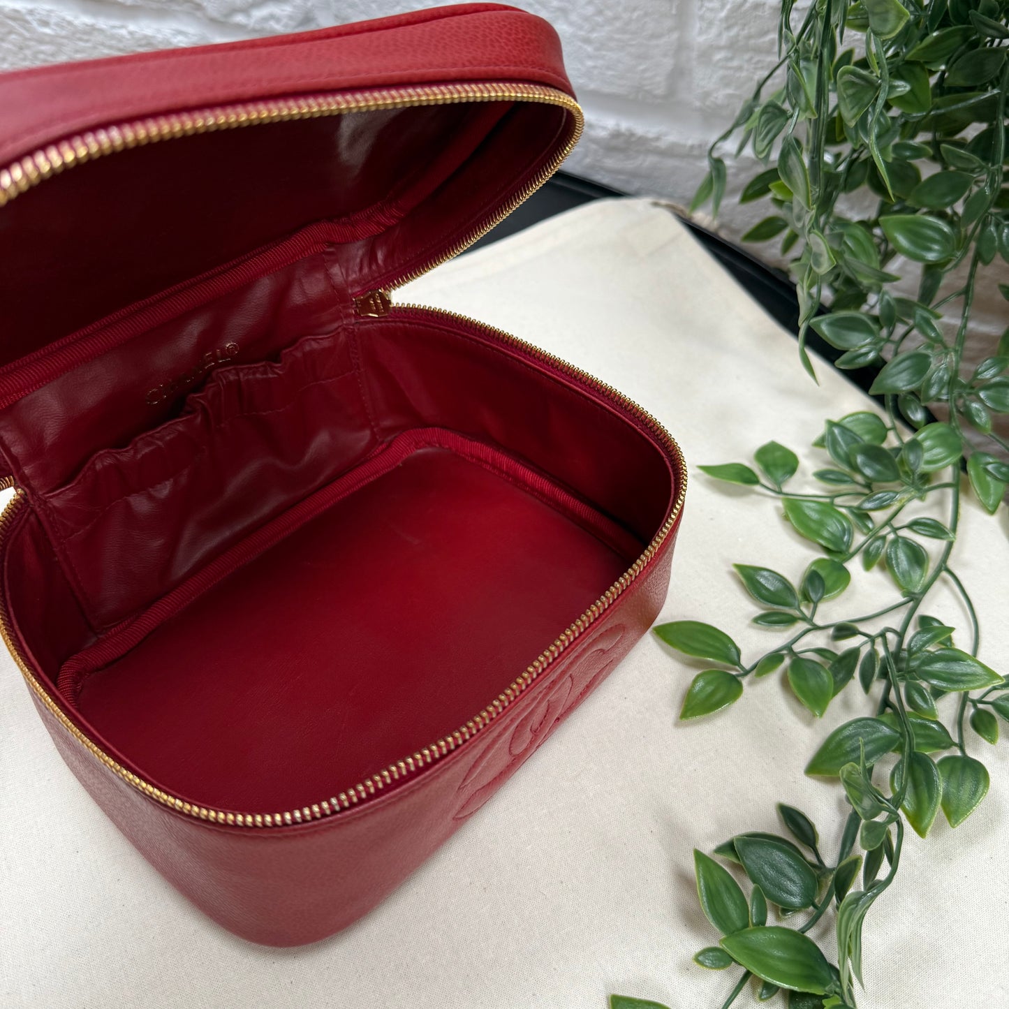 Chanel 1993 Red Caviar Top Handle Vanity