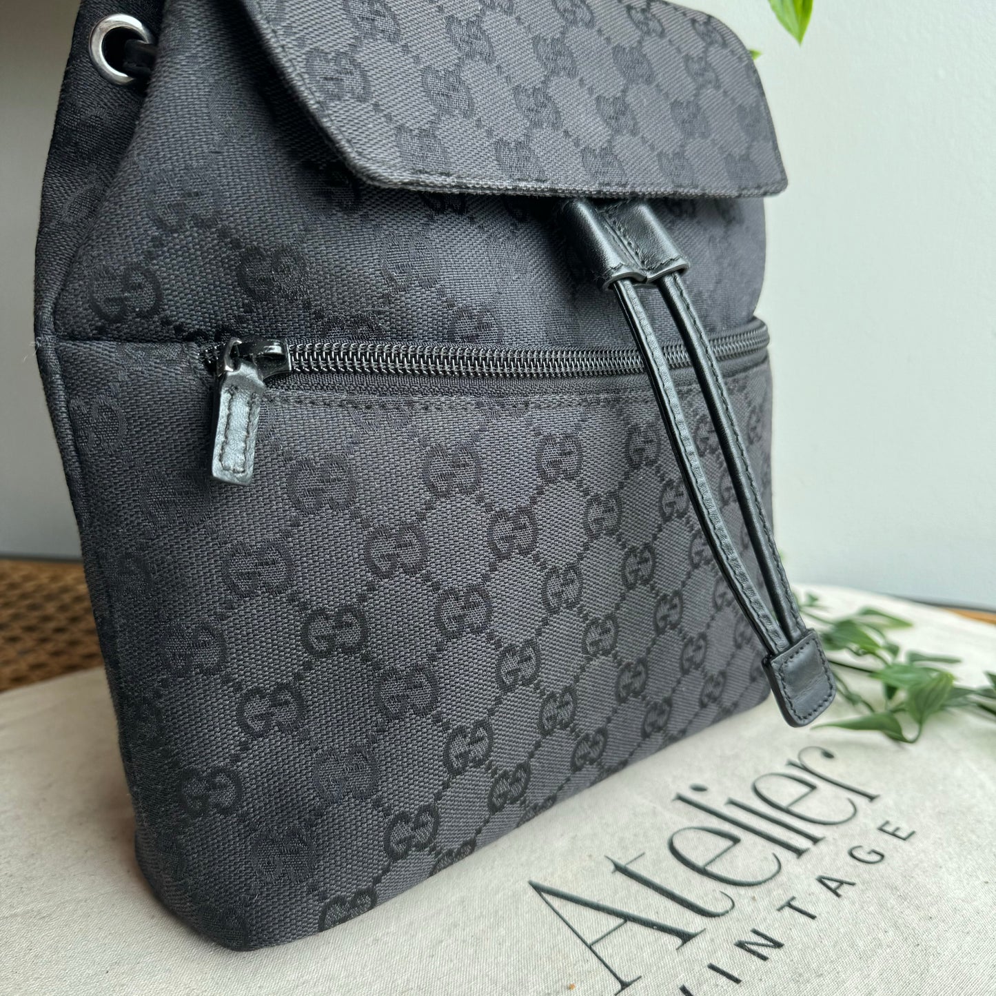 Gucci 2000s GG Canvas & Leather Top Handle Back Pack