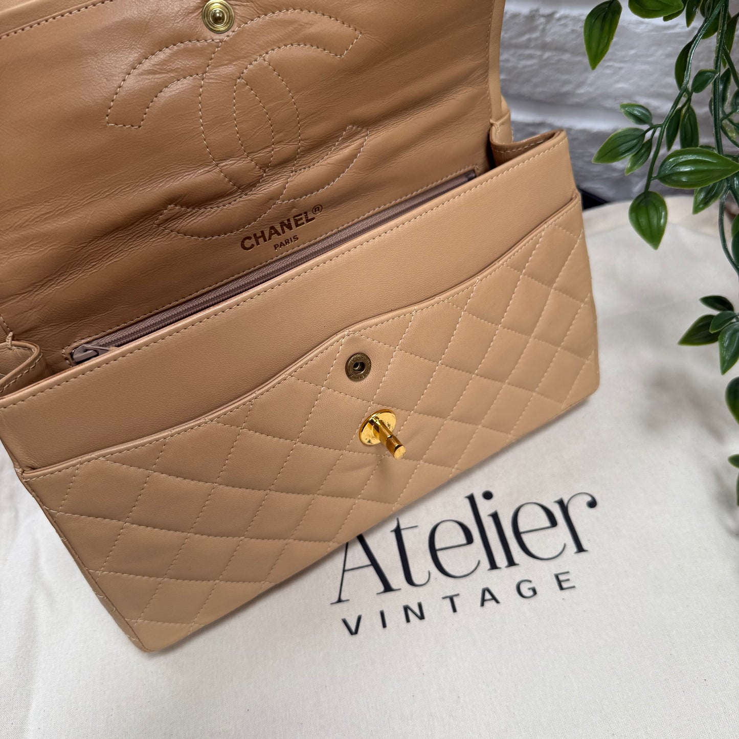 Chanel 1991 Dark Beige Paris Limited Edition Double Flap Medium