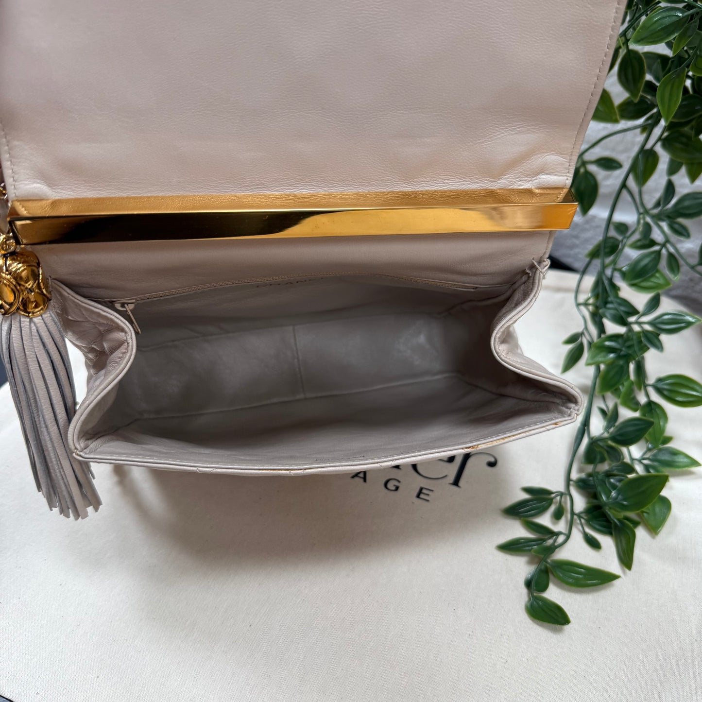 Chanel 1989 Rare Ivory Tassel Envelope Flap