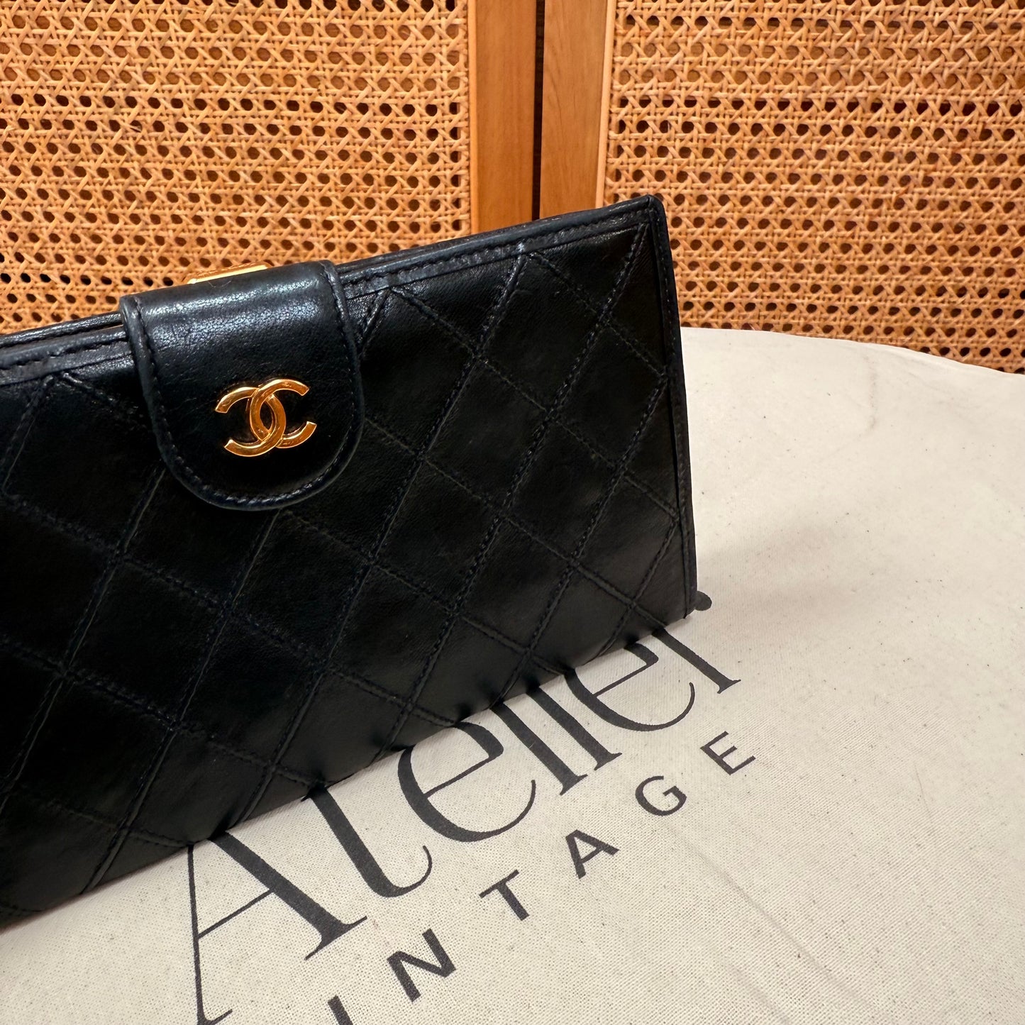 Chanel 1996 Lambskin Leather CC Kisslock Purse