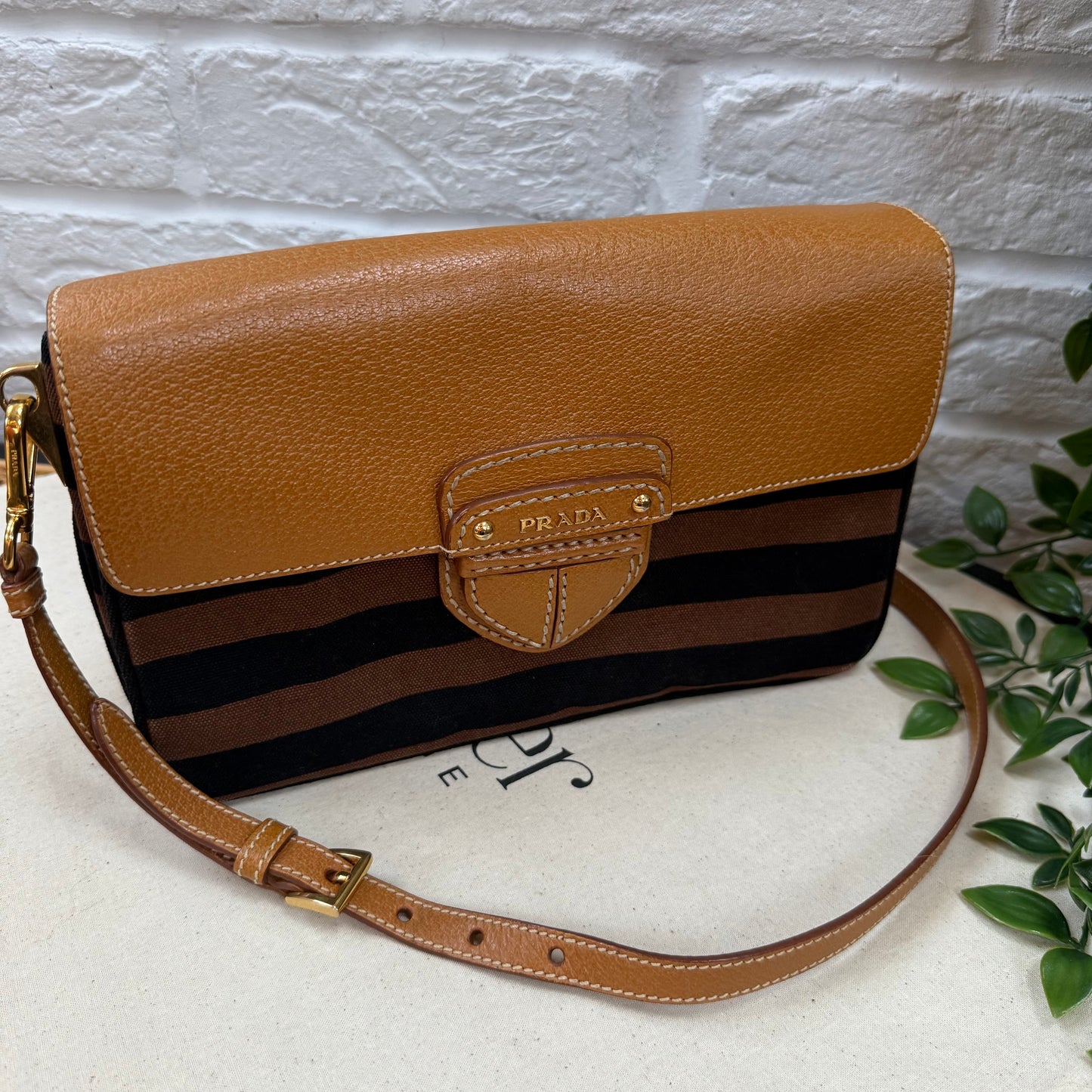 Prada Two Way Canapa Shoulder Bag
