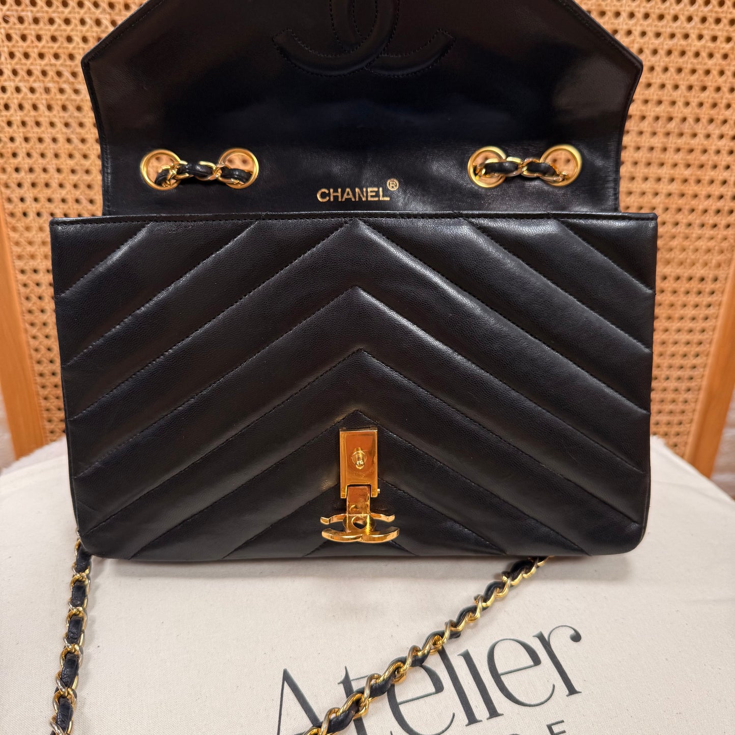 Chanel 1986 1986 Chevron Quilted Envelope Single Flap