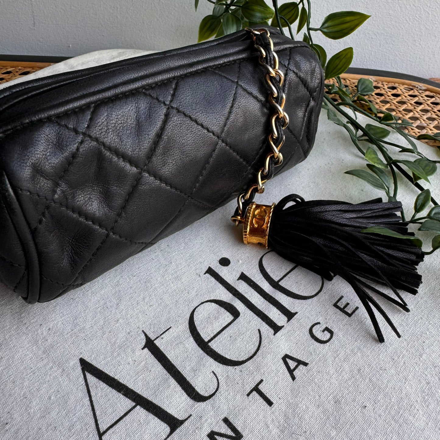 Chanel early 1990s Lambskin Tassel Pouch/Clutch