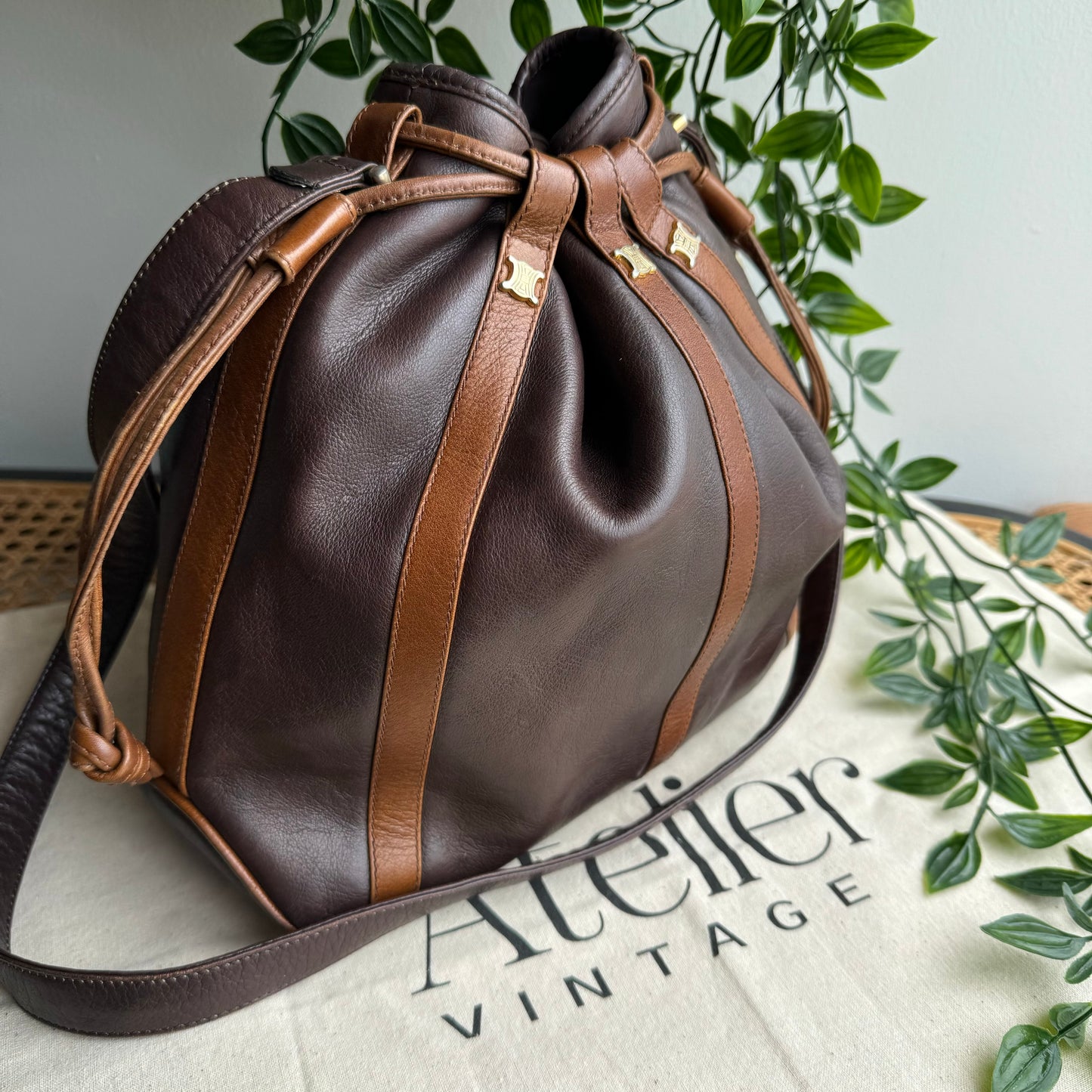 Celine 1980s Triomphe Bucket Bag