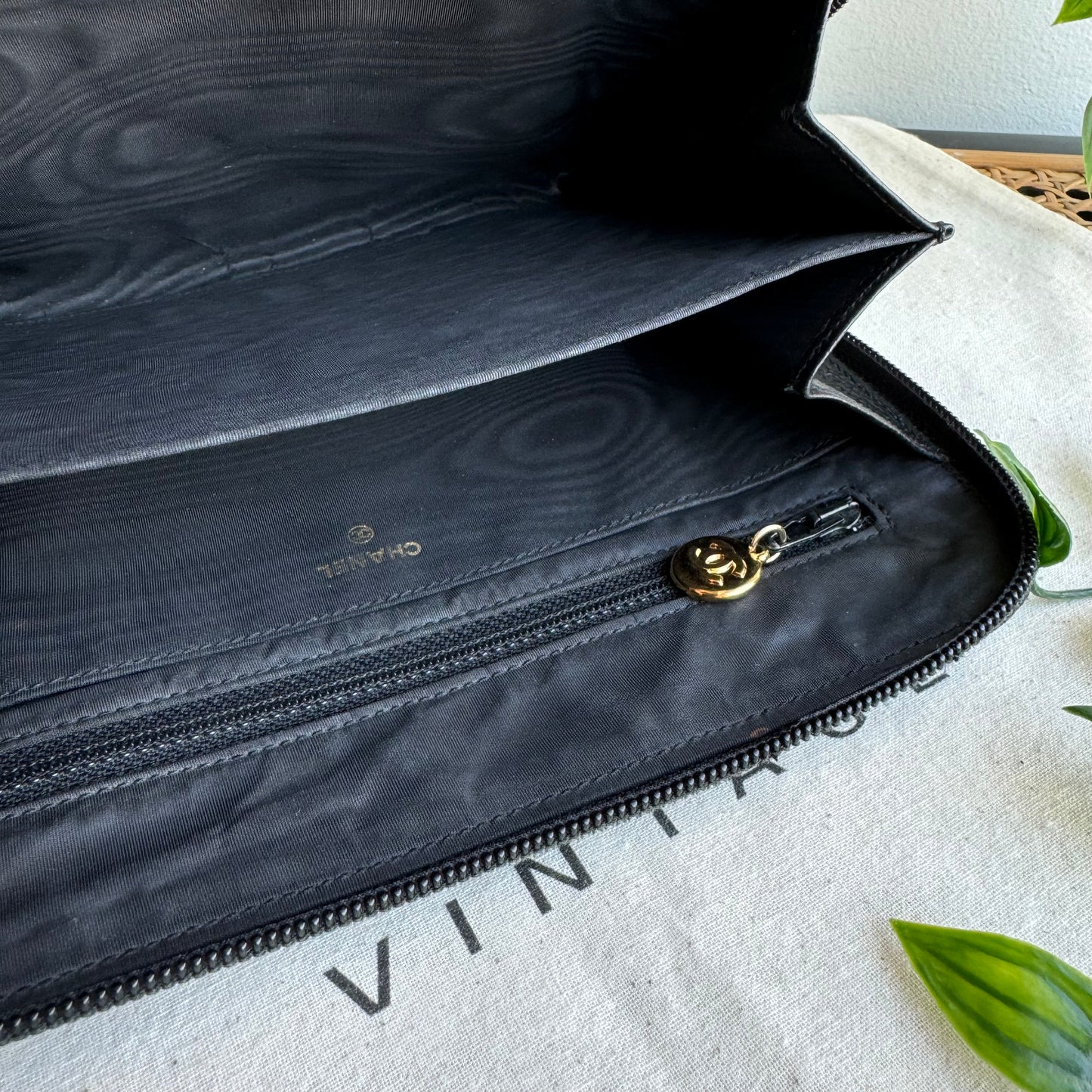 Chanel 1994 Caviar Clutch/ Pouch with CC Zip Charm