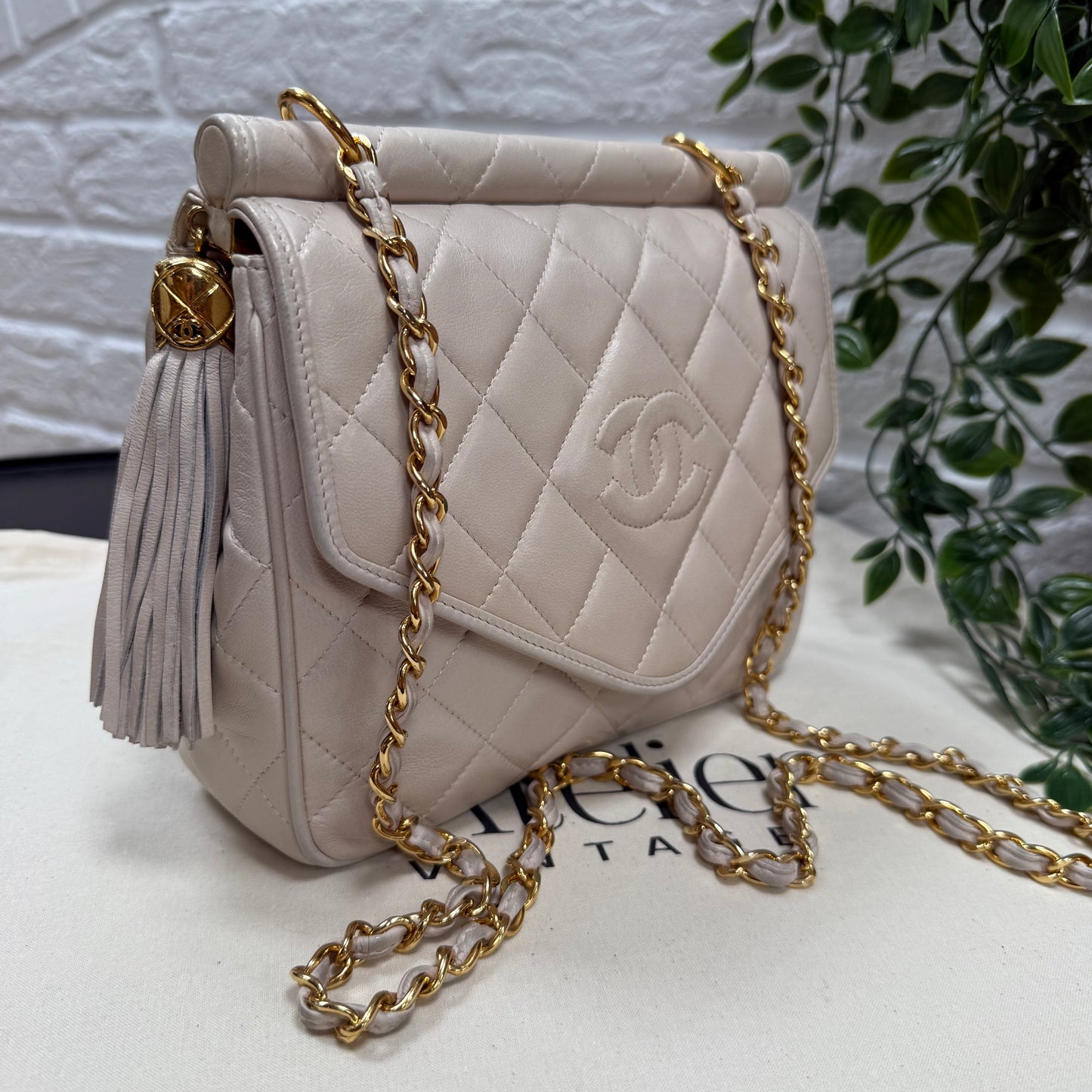 Chanel 1989 Rare Ivory Tassel Envelope Flap