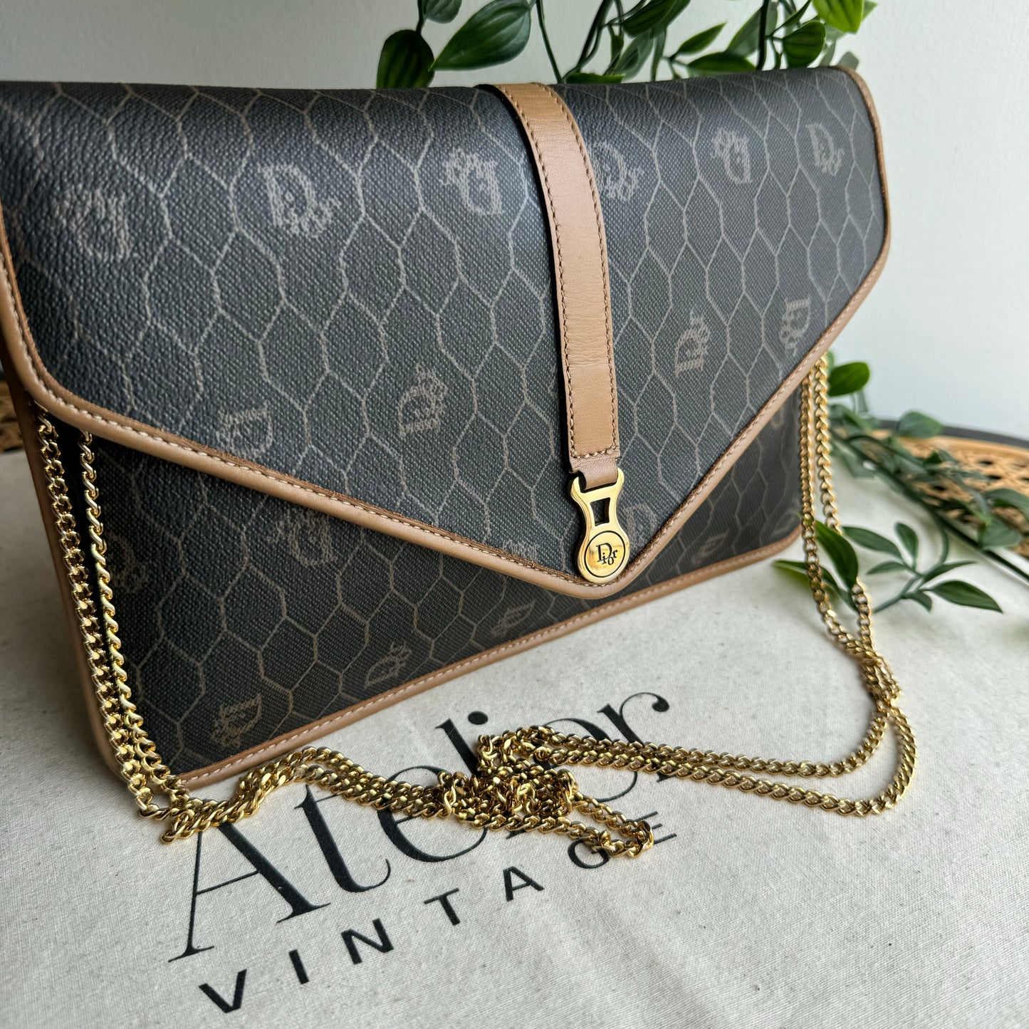 Dior 1980s Honeycomb Two Way Chain Strap Bag