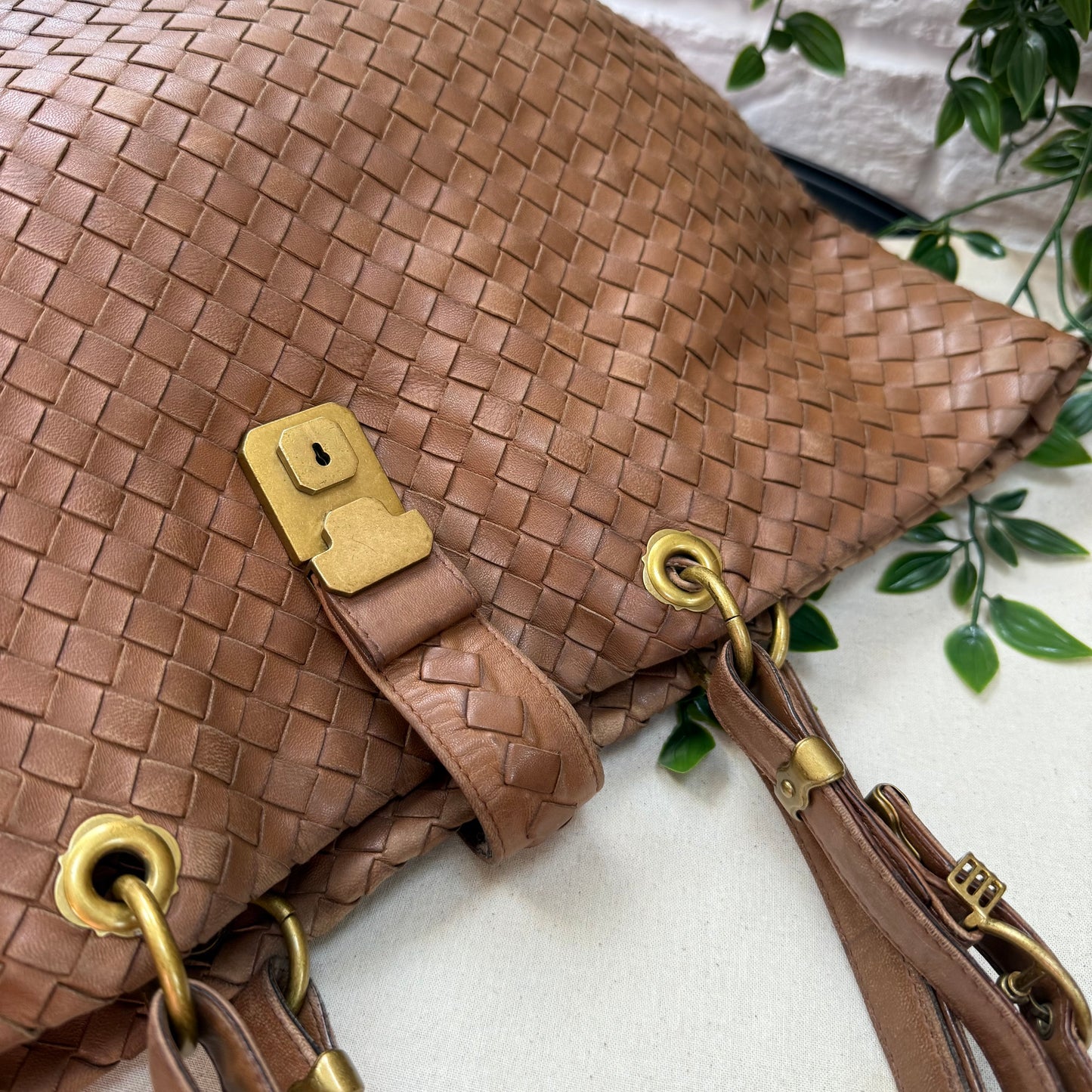 Bottega Veneta 1990s Tan Intrecciato Tote