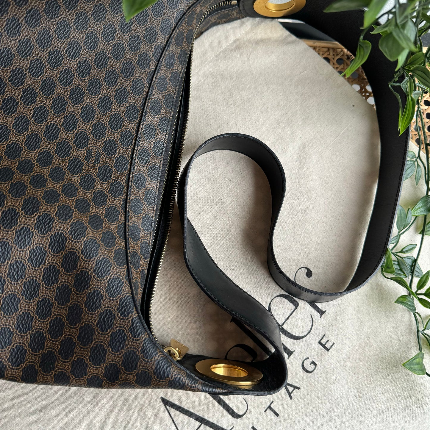 Celine Dark Macadam Boho Tote