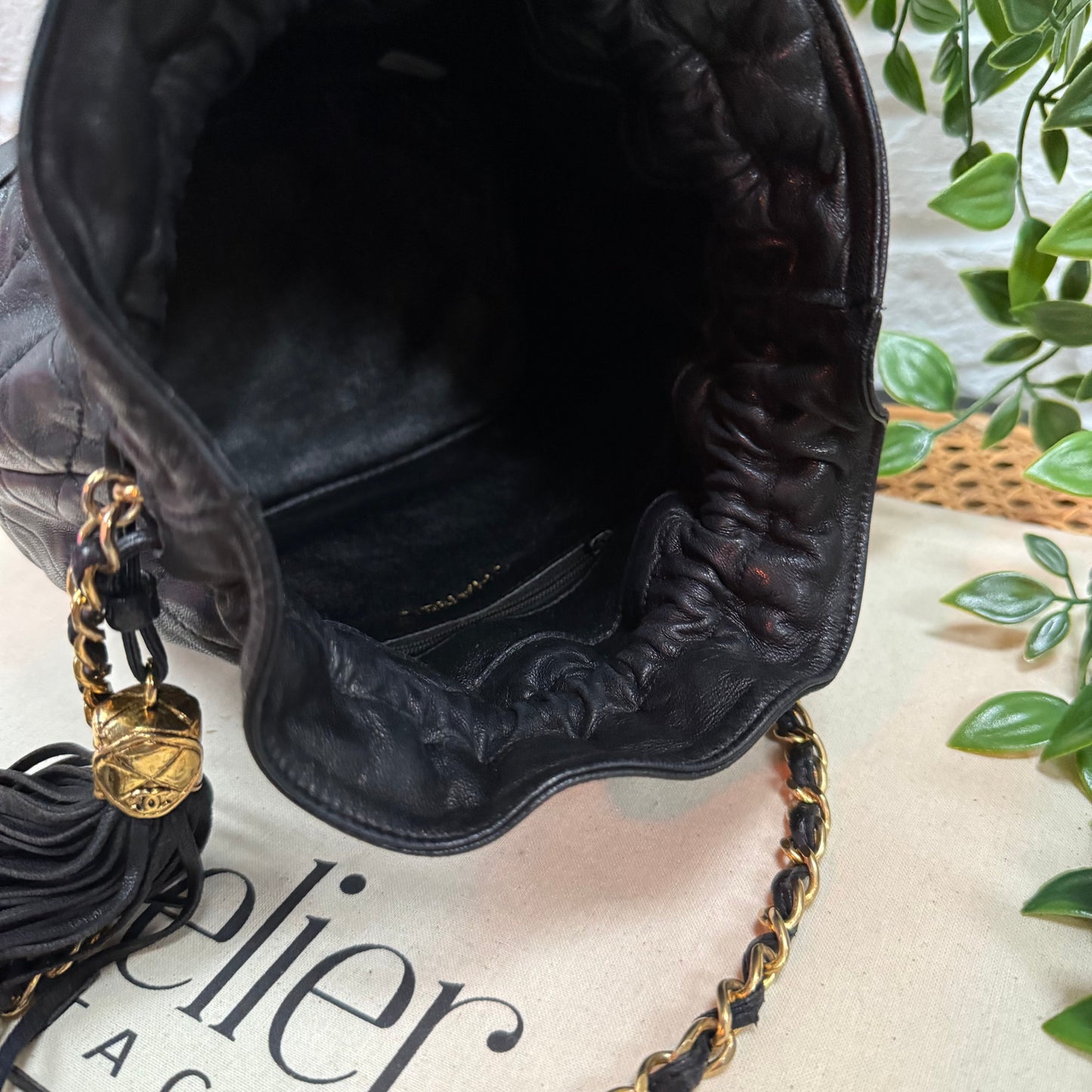 1997 Lambskin Double Tassel Bucket Bag