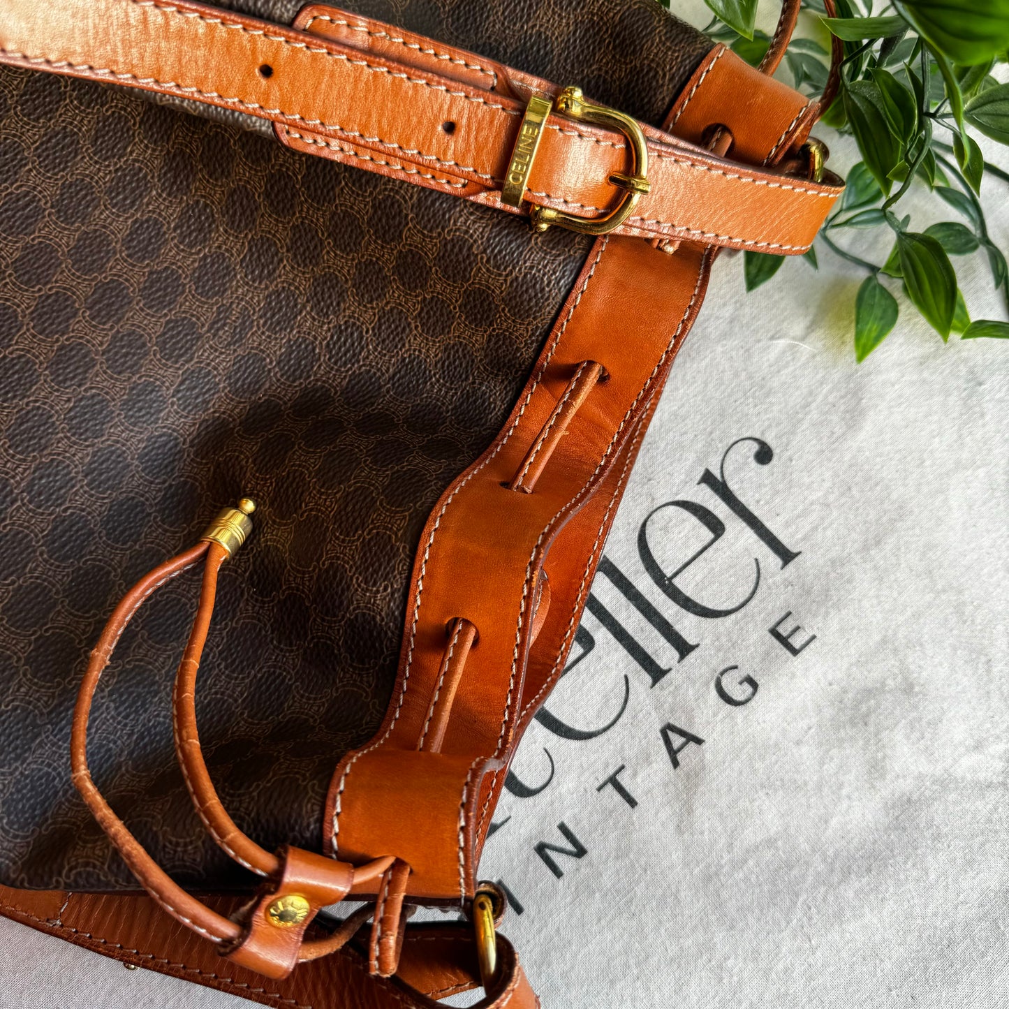 Celine Brown Macadam Bucket Bag