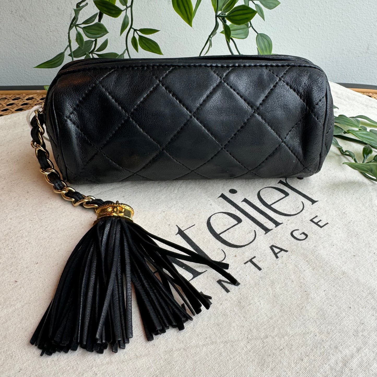 Chanel early 1990s Lambskin Tassel Pouch