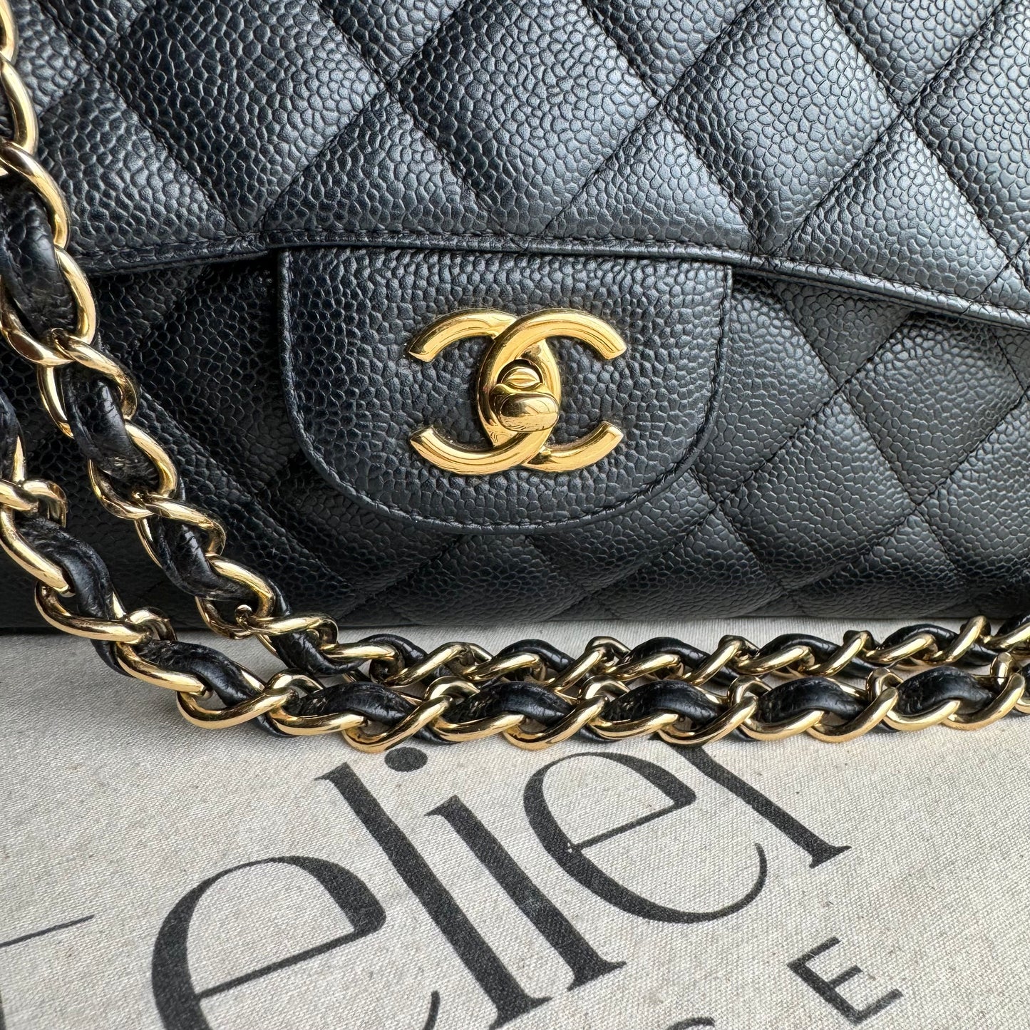 Chanel 2009 Caviar Leather Classic Single Flap Jumbo