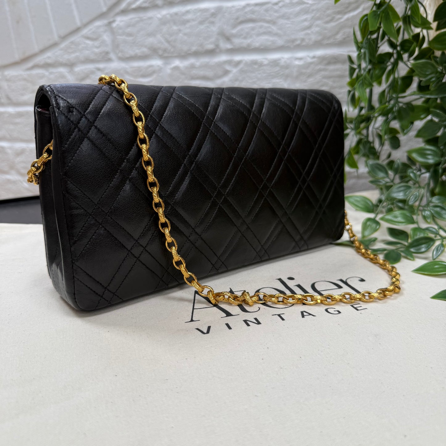 Chanel Rare 1986 Double Diamond Quilted Bijoux Chain Classic Rectangle