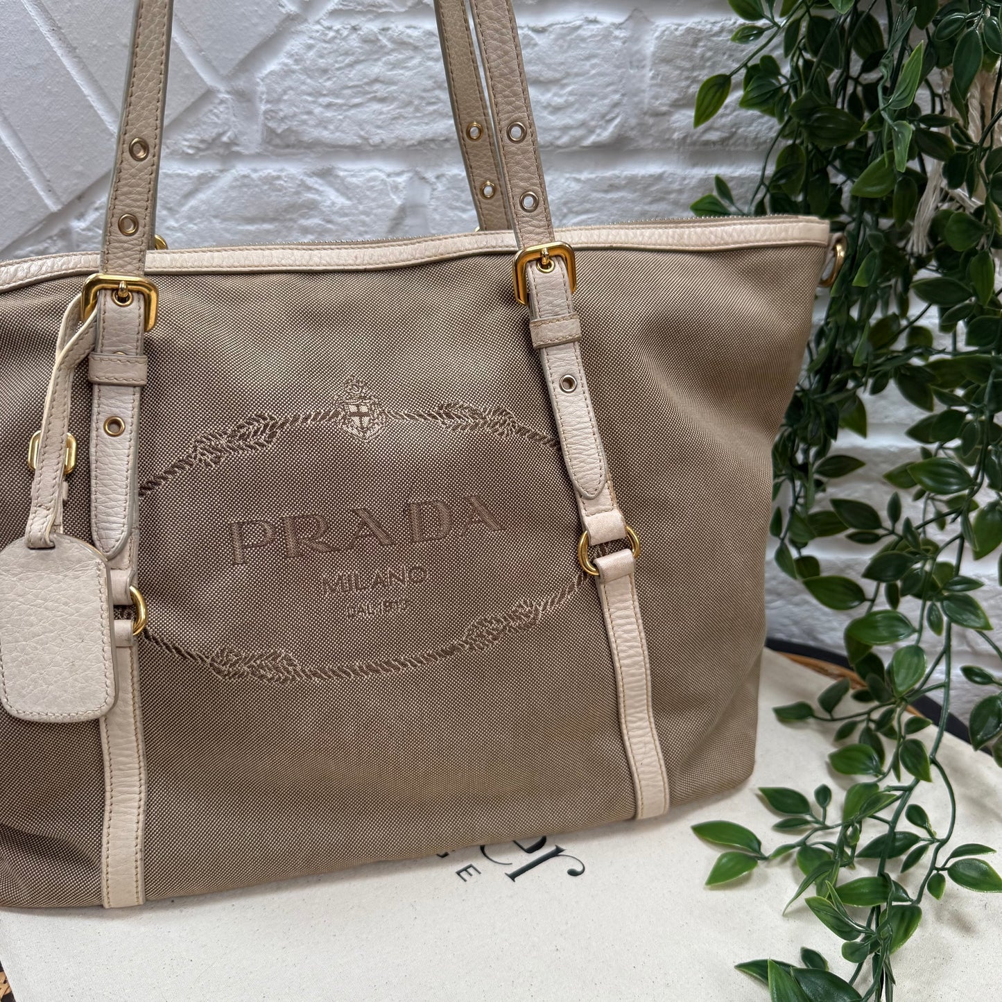 Prada Vintage Jacquard Canvas Tote