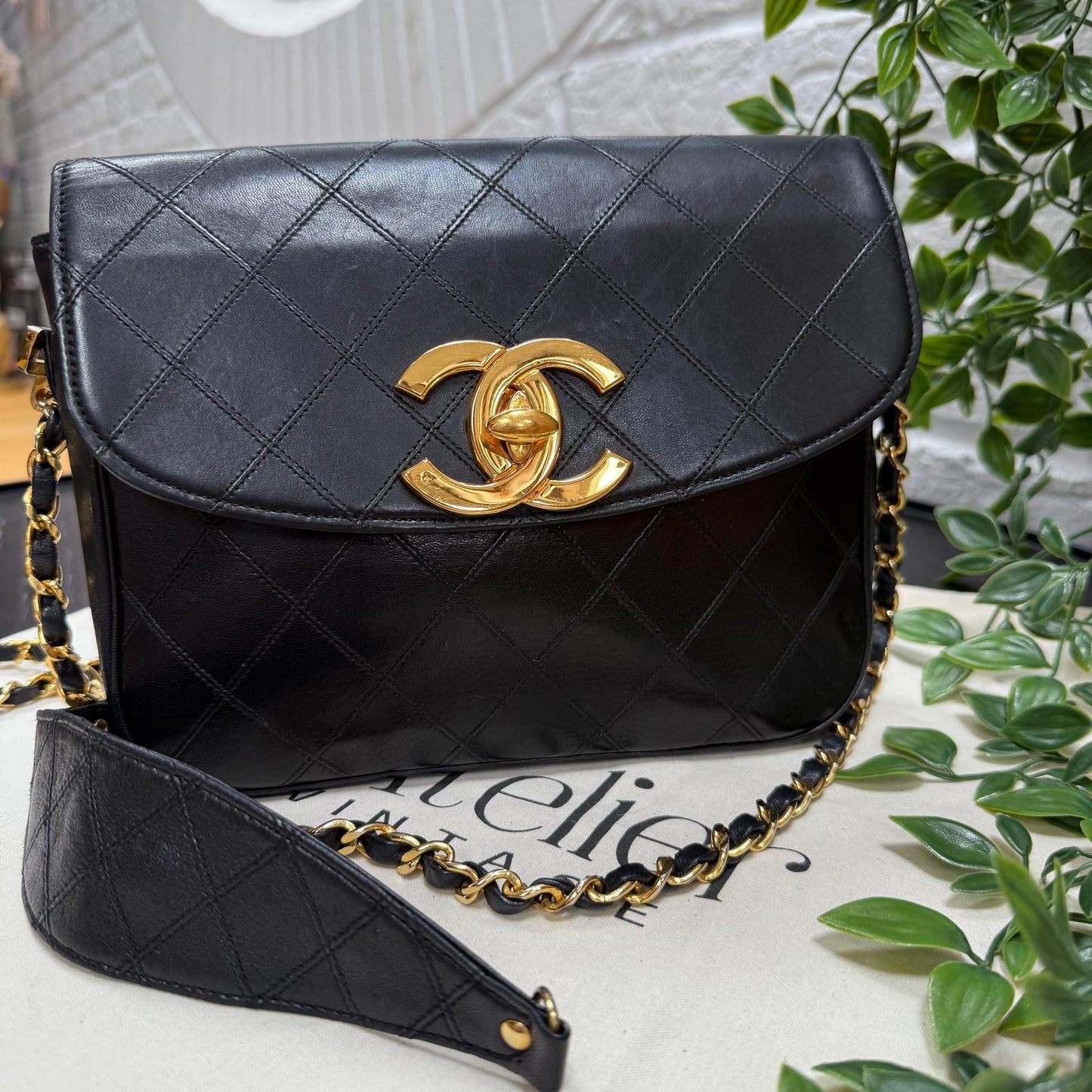 Chanel Jumbo CC Clasp Black Lambskin Cross Body