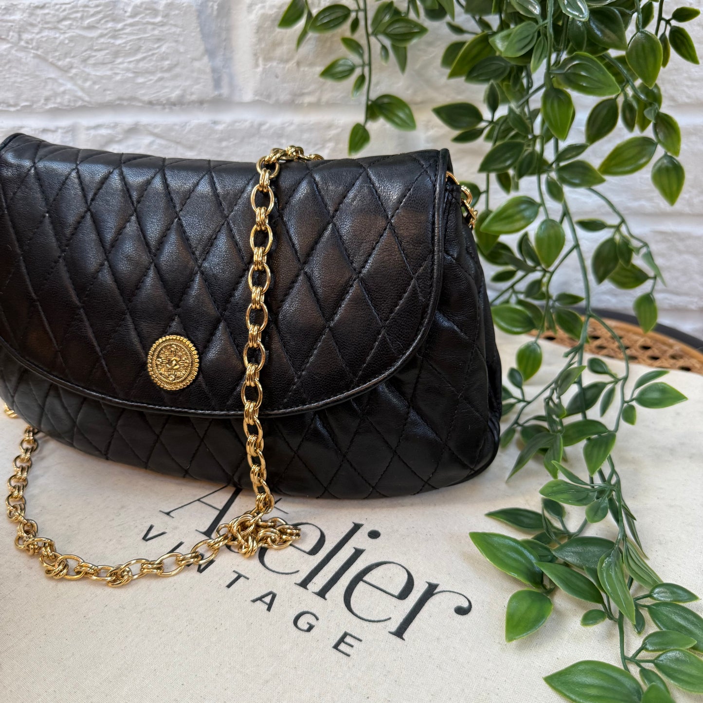 Chanel Rare 1970s CC Button Quilted Flap