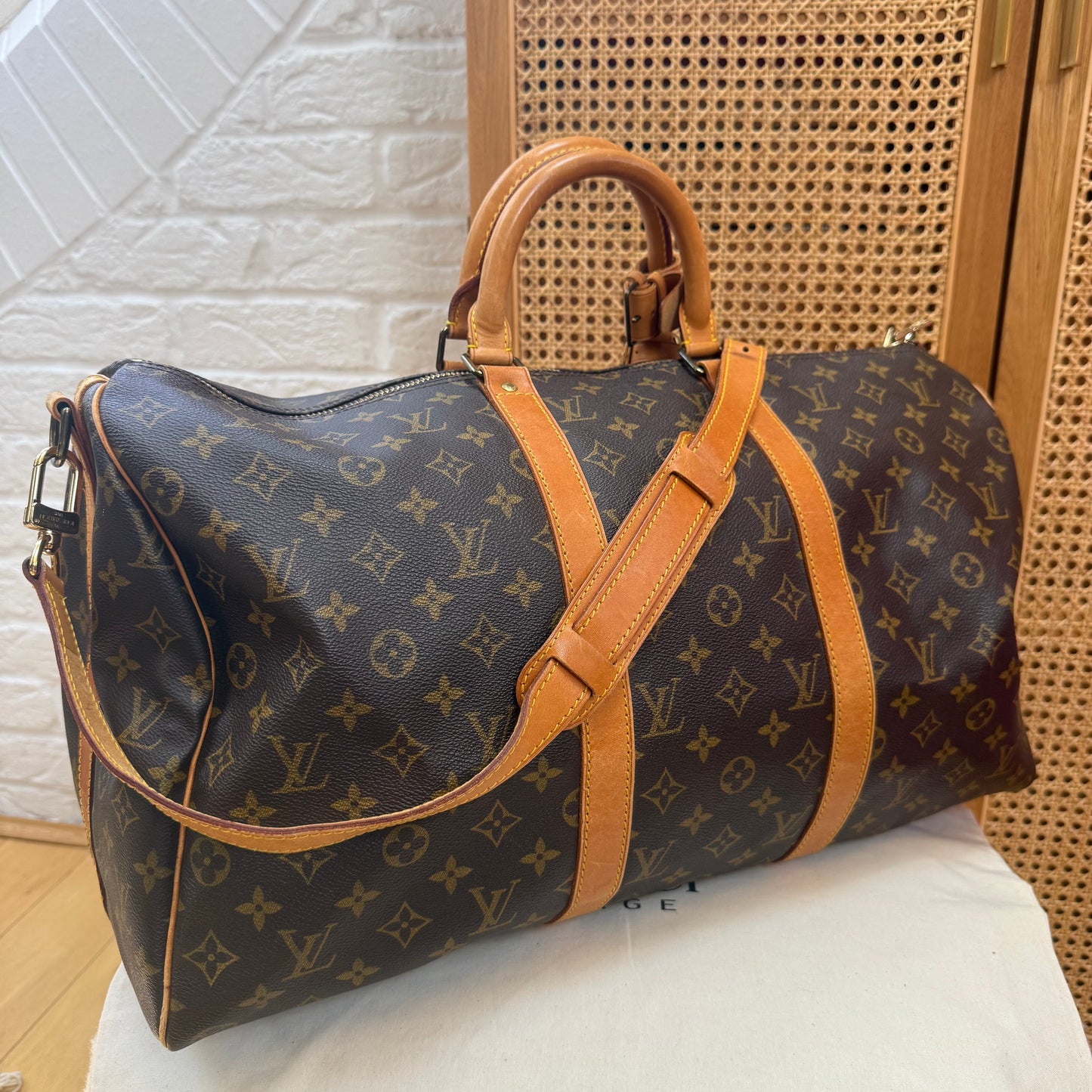 Louis Vuitton 1989 Keepall Bandoulier 50 with luggage tag & handle strap