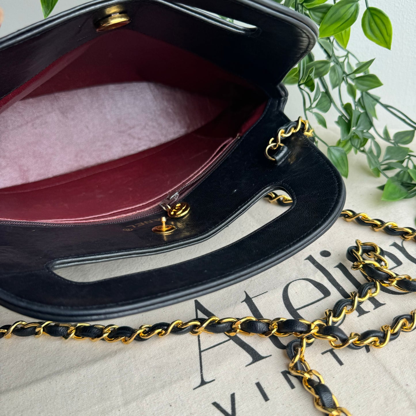 Chanel 1989 Quilted Lambskin Top Handle Two Way Bag