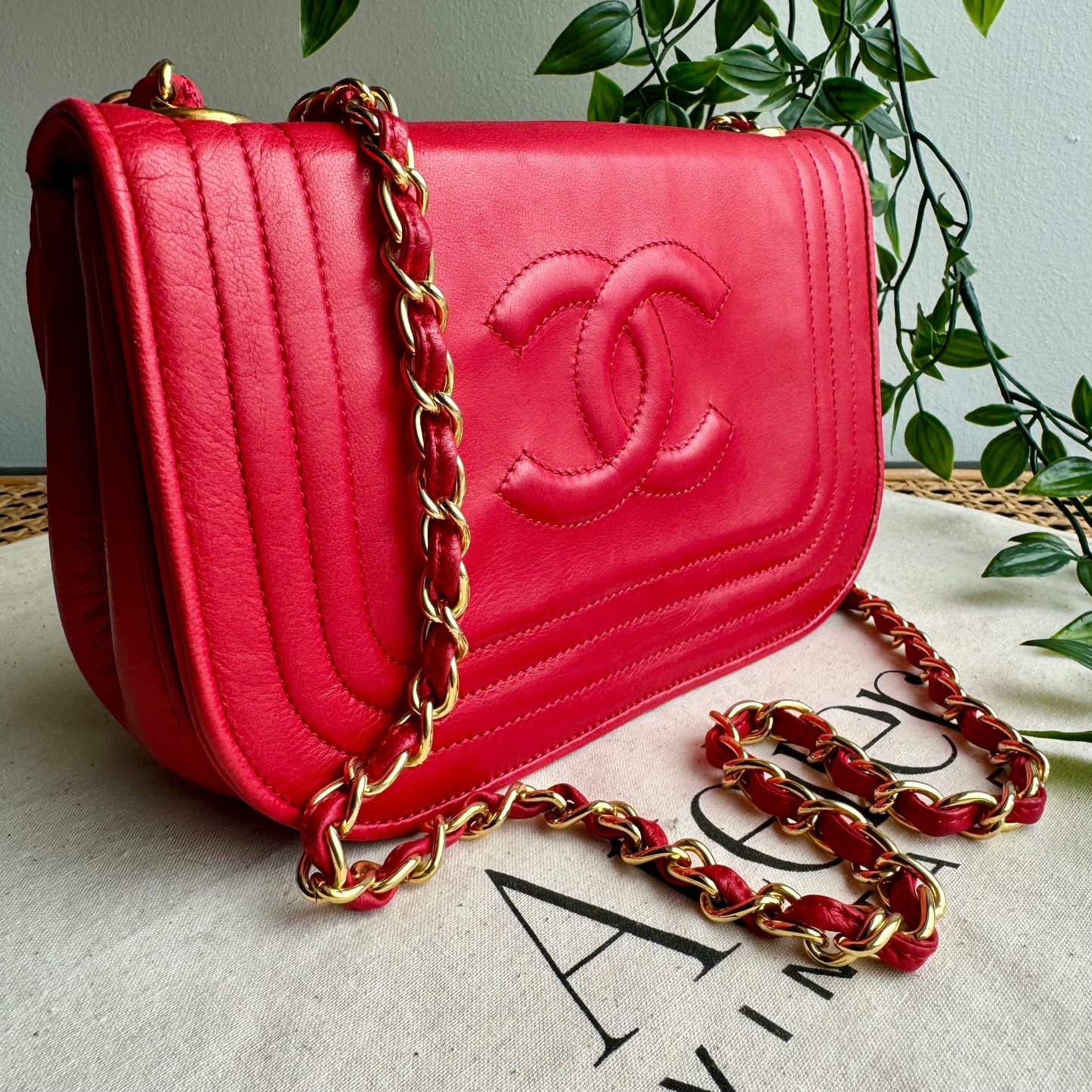 Chanel 1986 Red CC Quilted Full Flap
