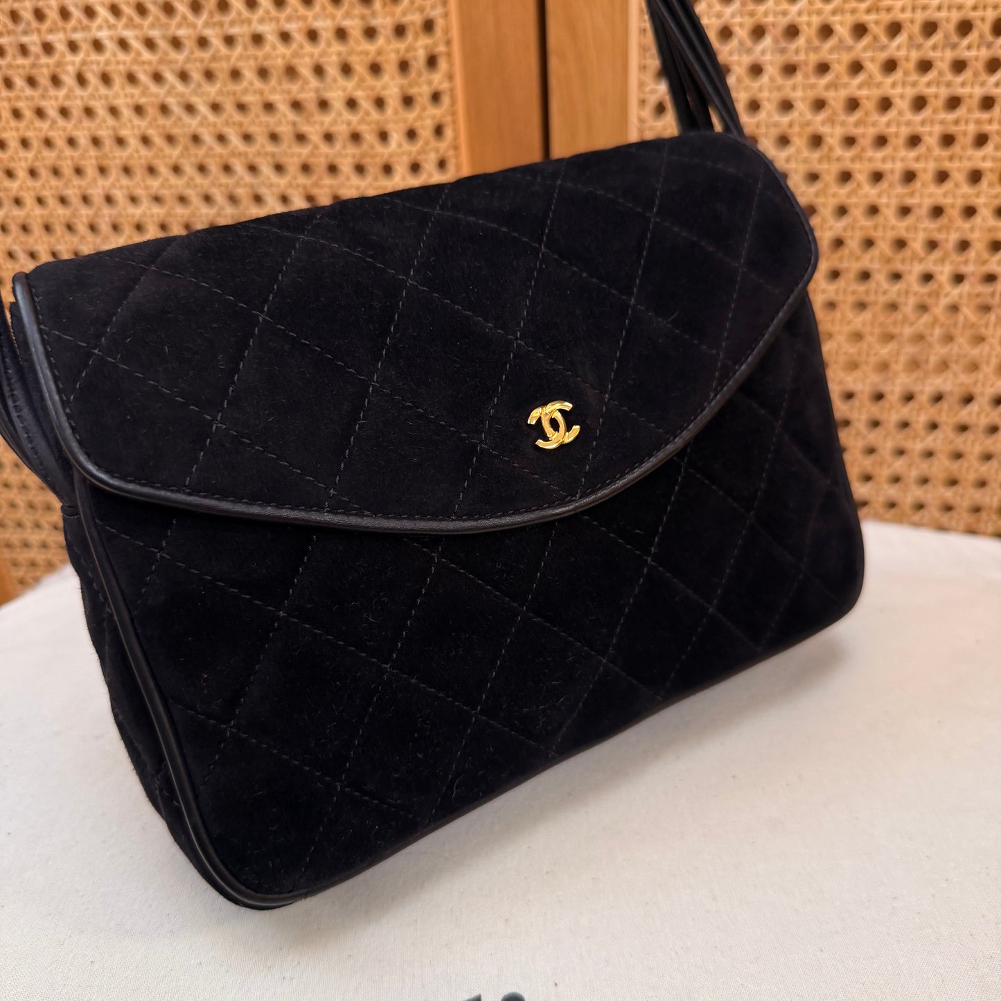 Chanel 1986 Suede & Multi-strand Leather Shoulder Bag