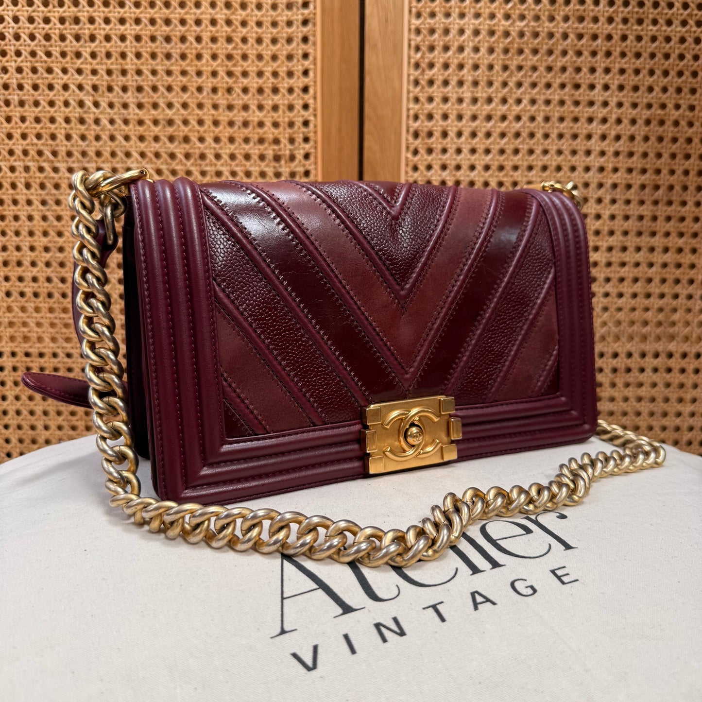 Chanel Rare 2016 Bordeaux Le Boy in Caviar mix