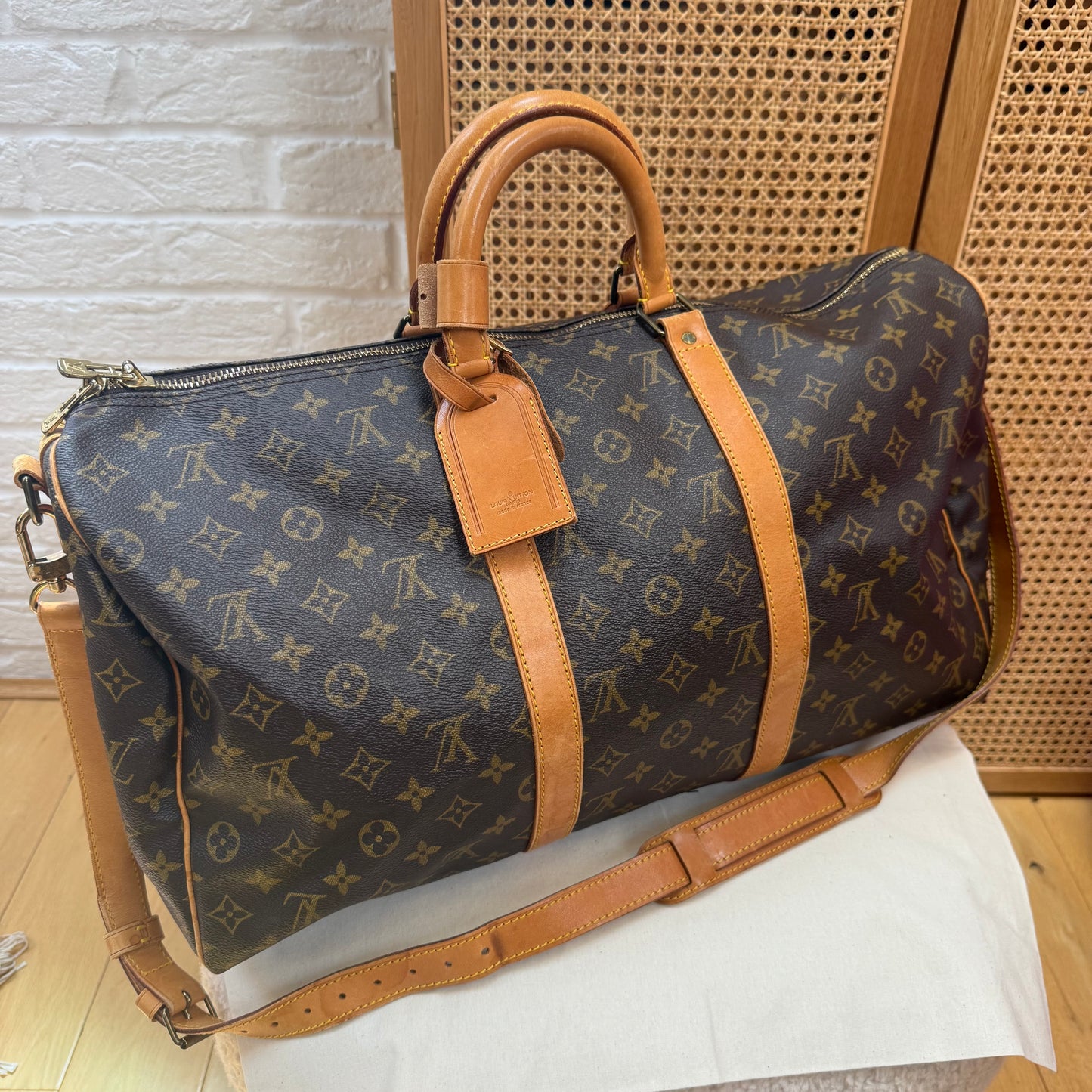 Louis Vuitton 1989 Keepall Bandoulier 50 with luggage tag & handle strap