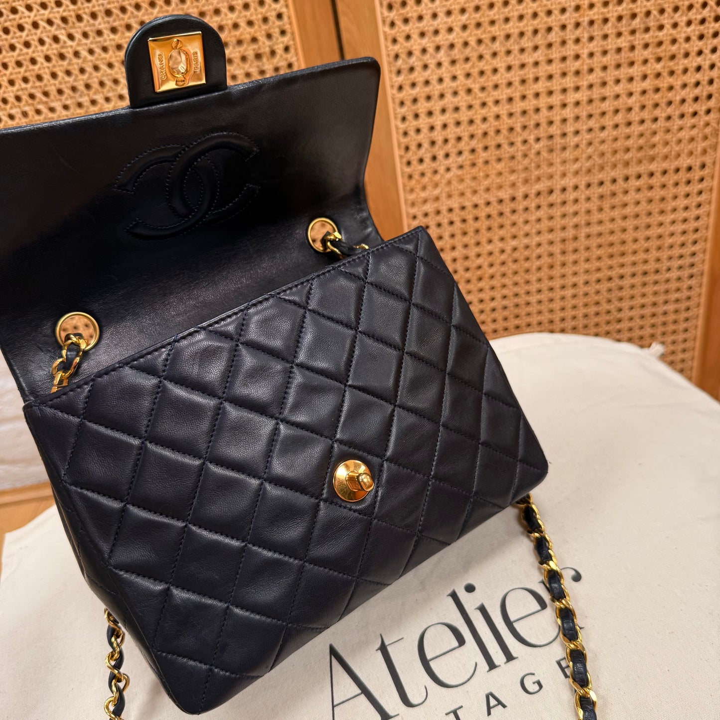 Chanel 1989 Classic Square Single Flap Medium - Navy