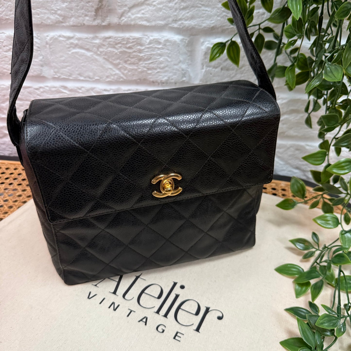 Chanel Collectors Piece 1994 Caviar Cross Body Box Bag with Vanity Mirror