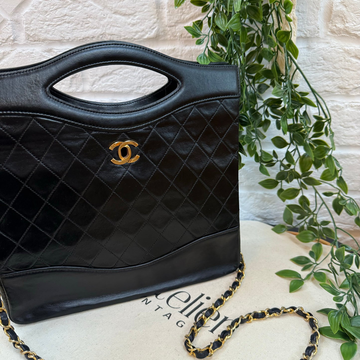 Chanel 1989 Top Handle Two Way Turn Lock Bag