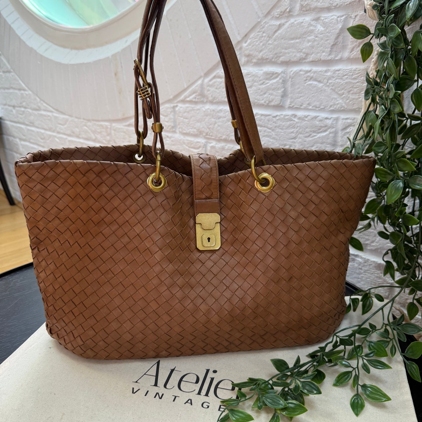 Bottega Veneta 1990s Tan Intrecciato Tote