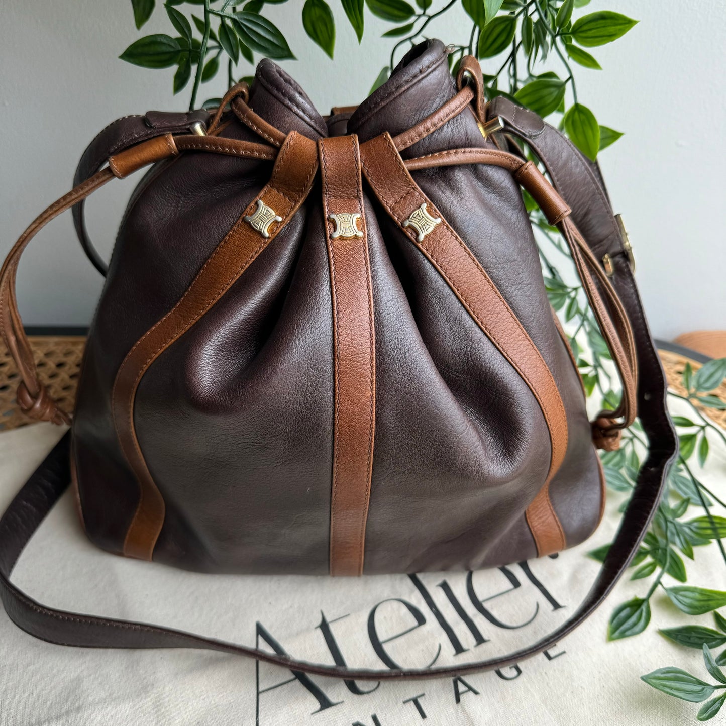 Celine 1980s Triomphe Bucket Bag