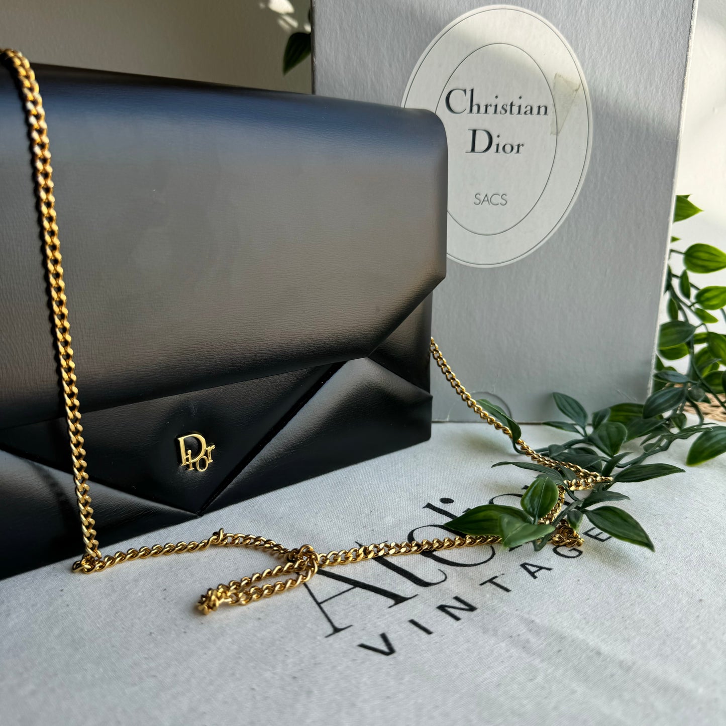 Dior 1980s Quilted Two Way Chain Strap Bag with Box