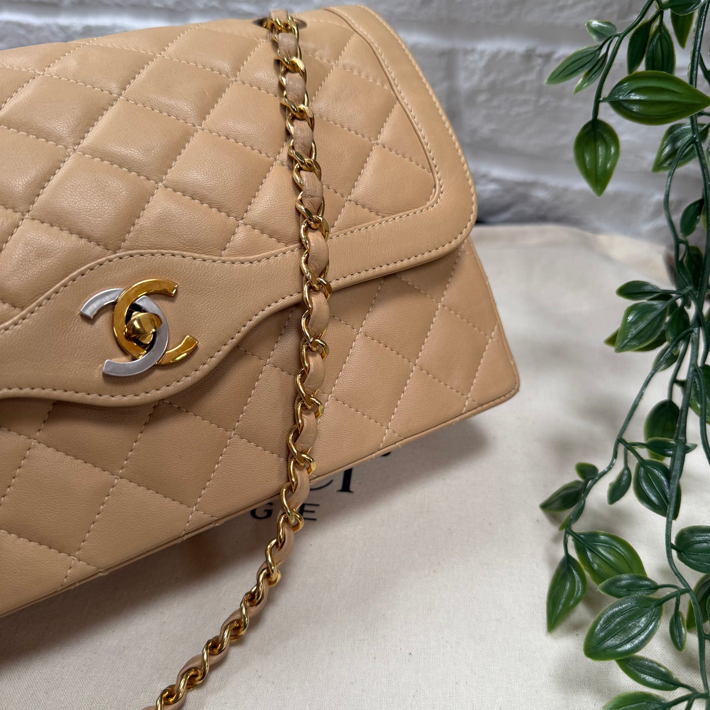 Chanel 1991 Dark Beige Paris Limited Edition Double Flap Medium