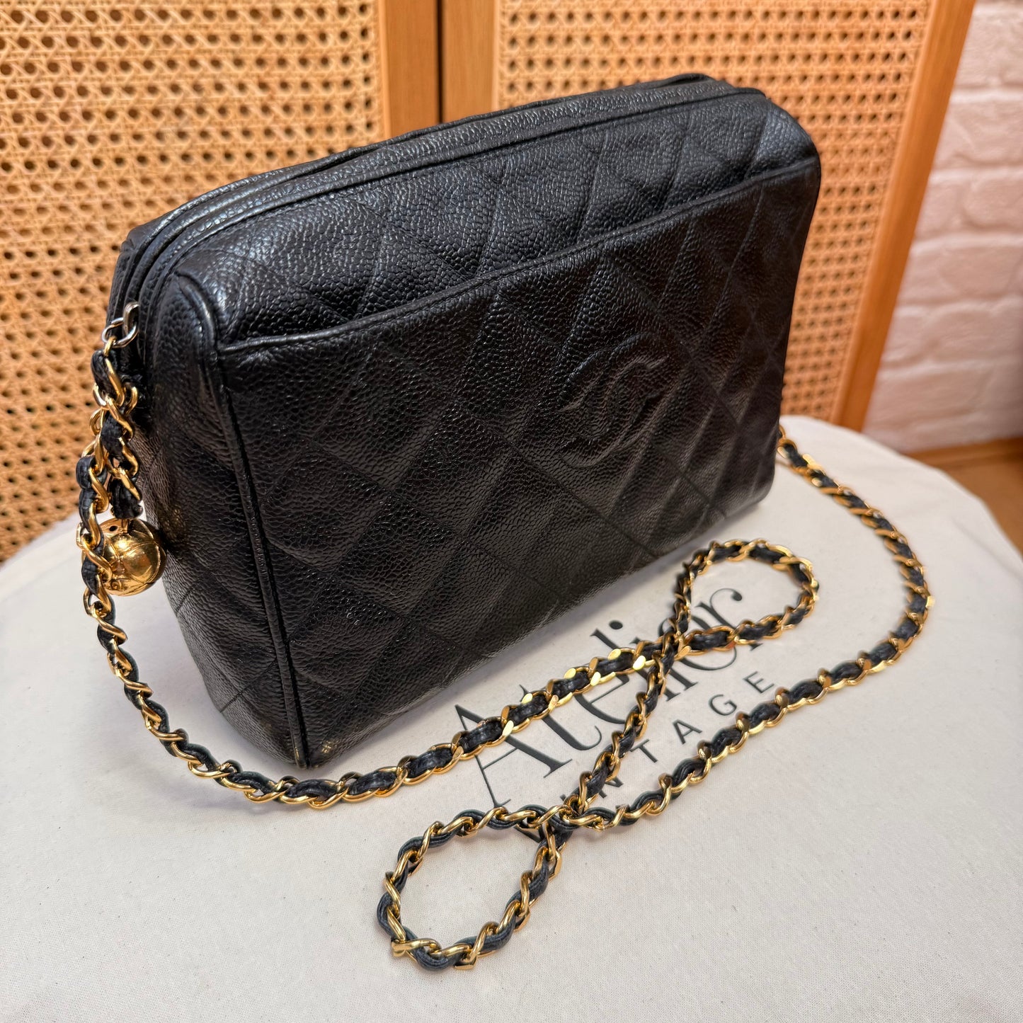 Chanel 1994 Rare Caviar Camera Bag with CC Charm