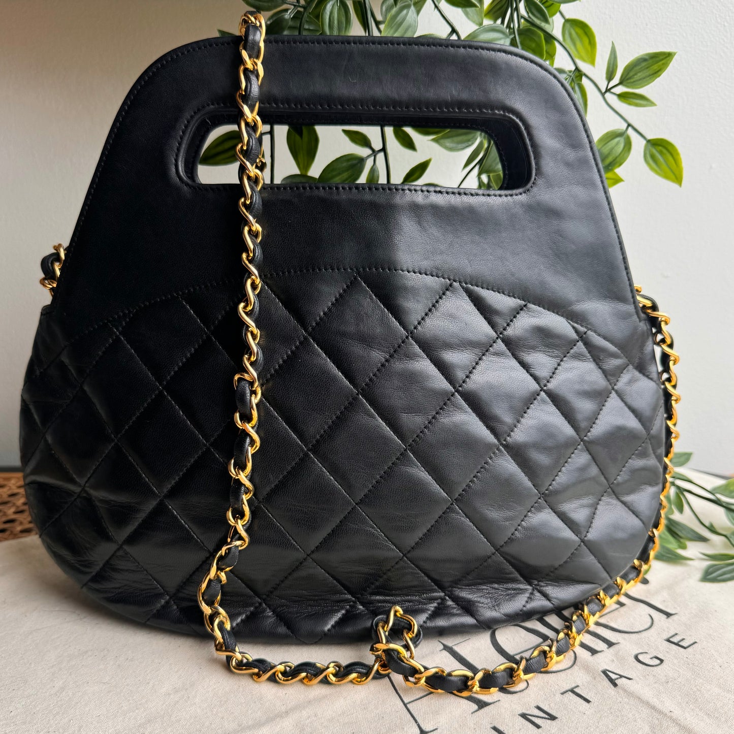Chanel 1989 Quilted Lambskin Top Handle Two Way Bag