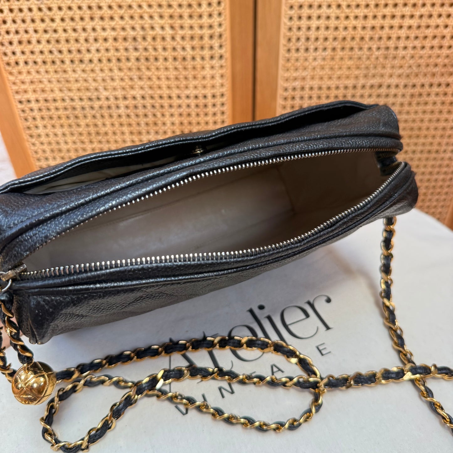 Chanel 1994 Rare Caviar Camera Bag with CC Charm