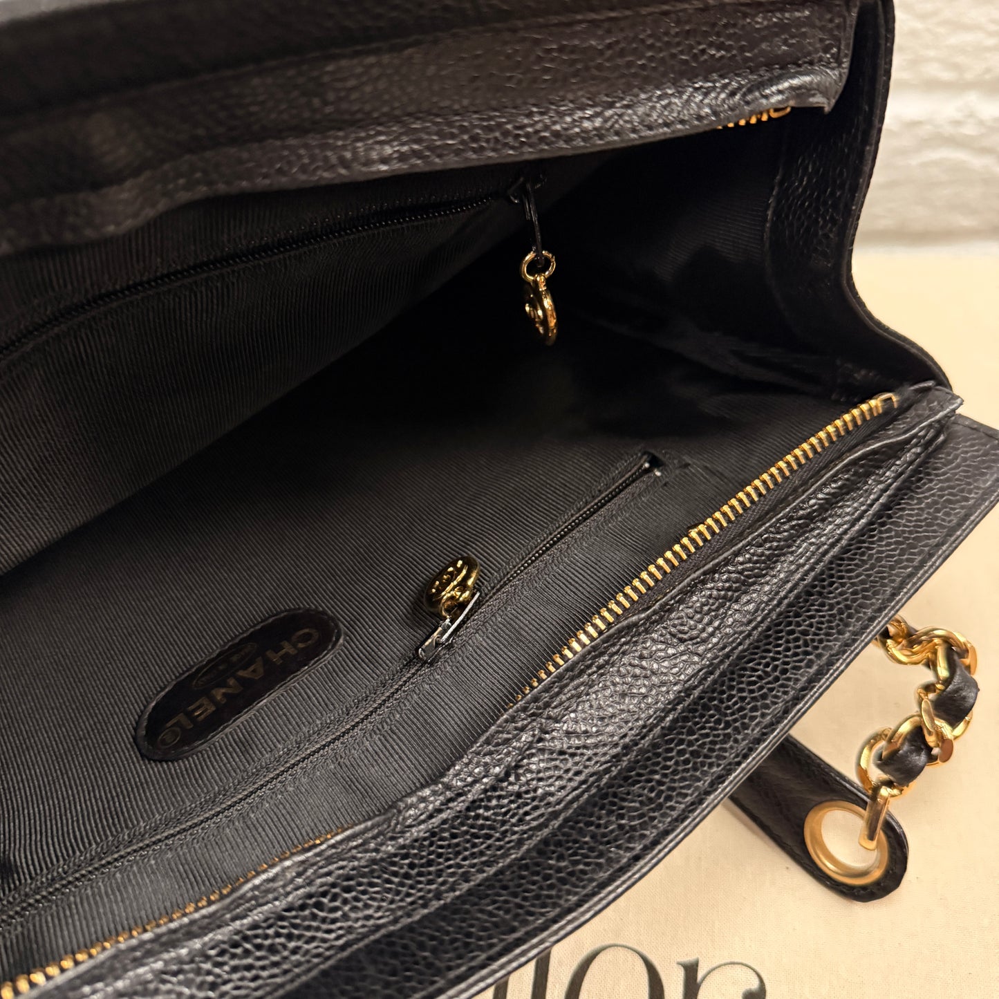 Chanel 1994 Black Triple CC Caviar Tote