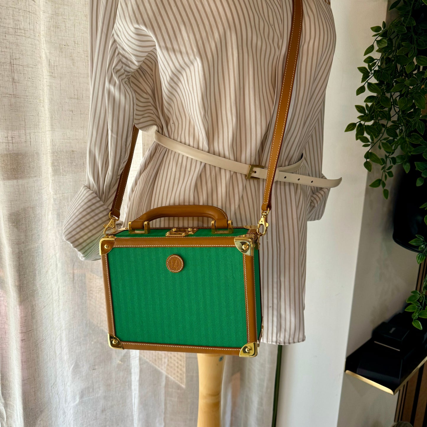 Fendi Early 90s Emerald Green Mini Trunk two Way