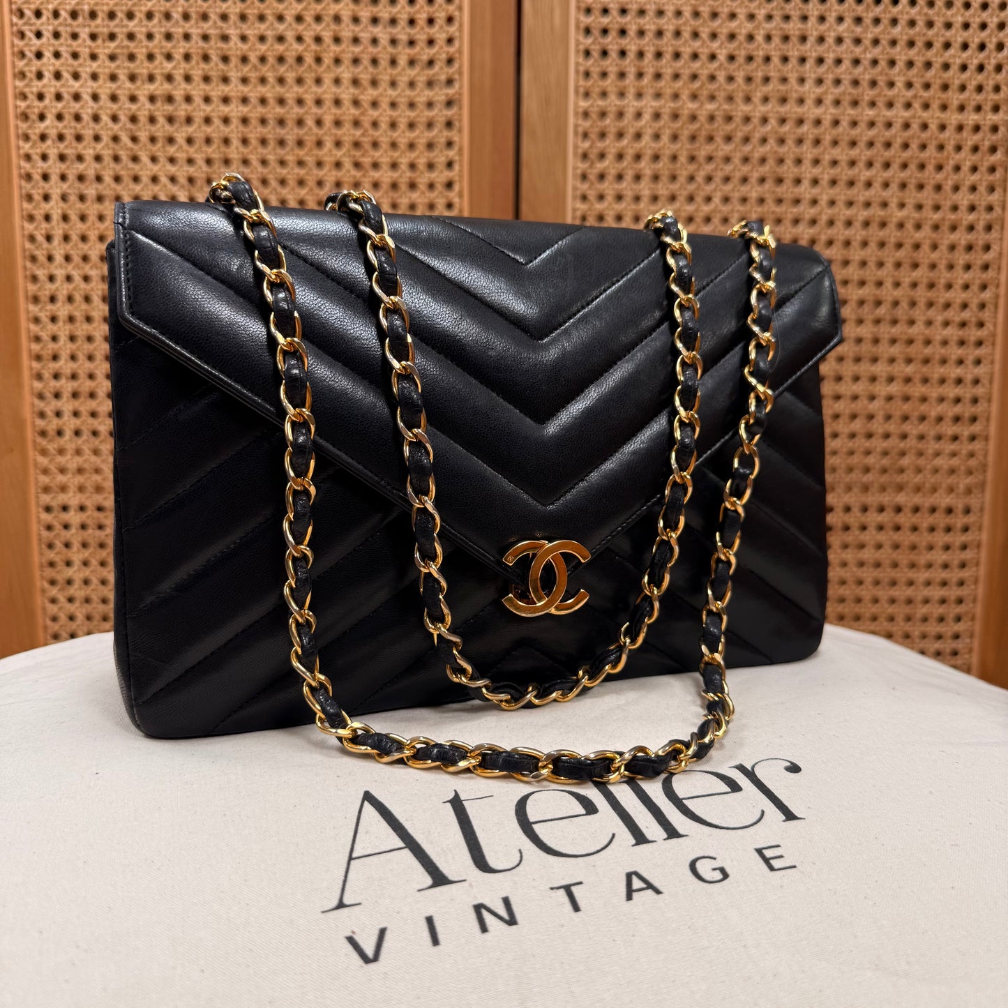 Chanel 1986 1986 Chevron Quilted Envelope Single Flap