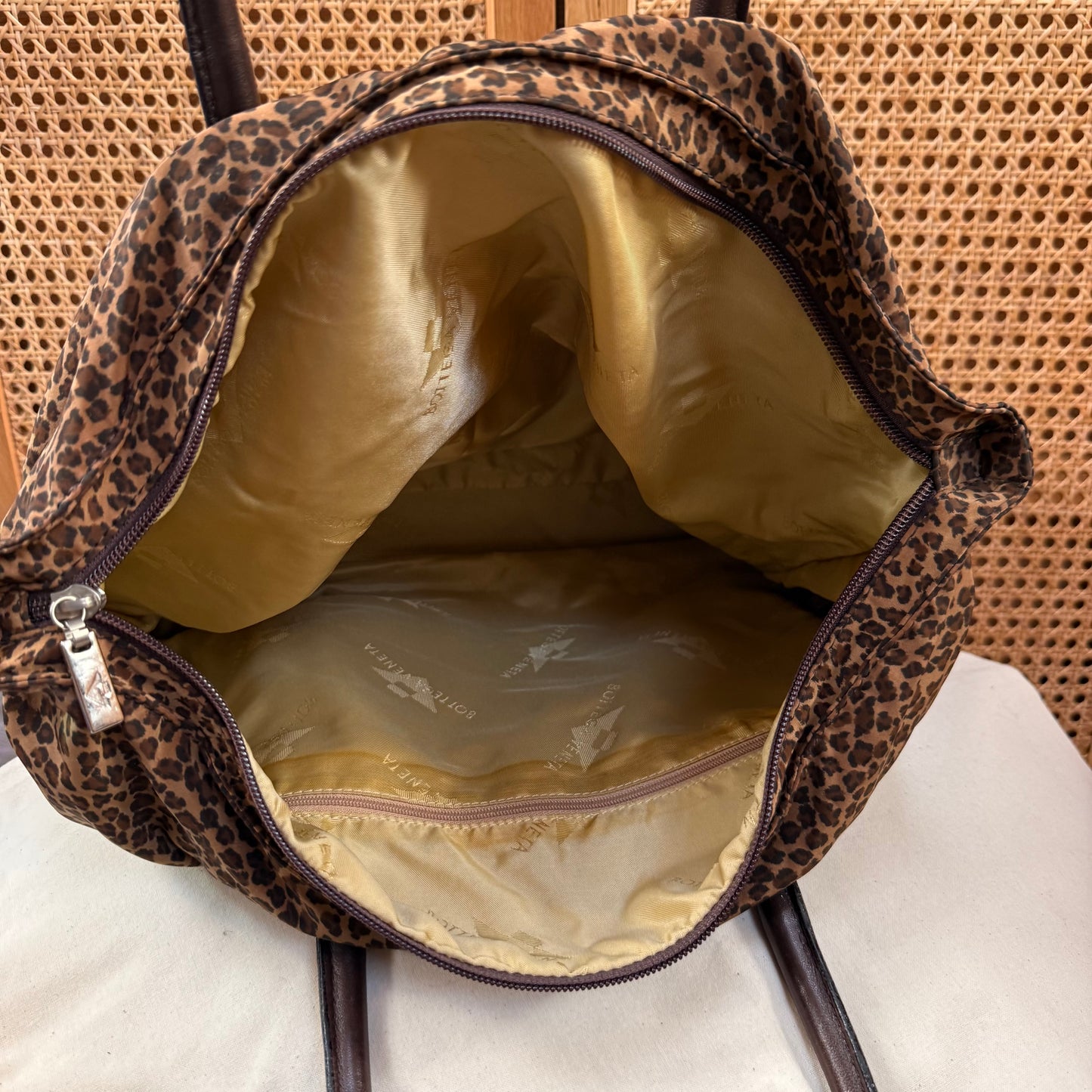 Bottega Veneta 1990s Leopard Print Boston Tote