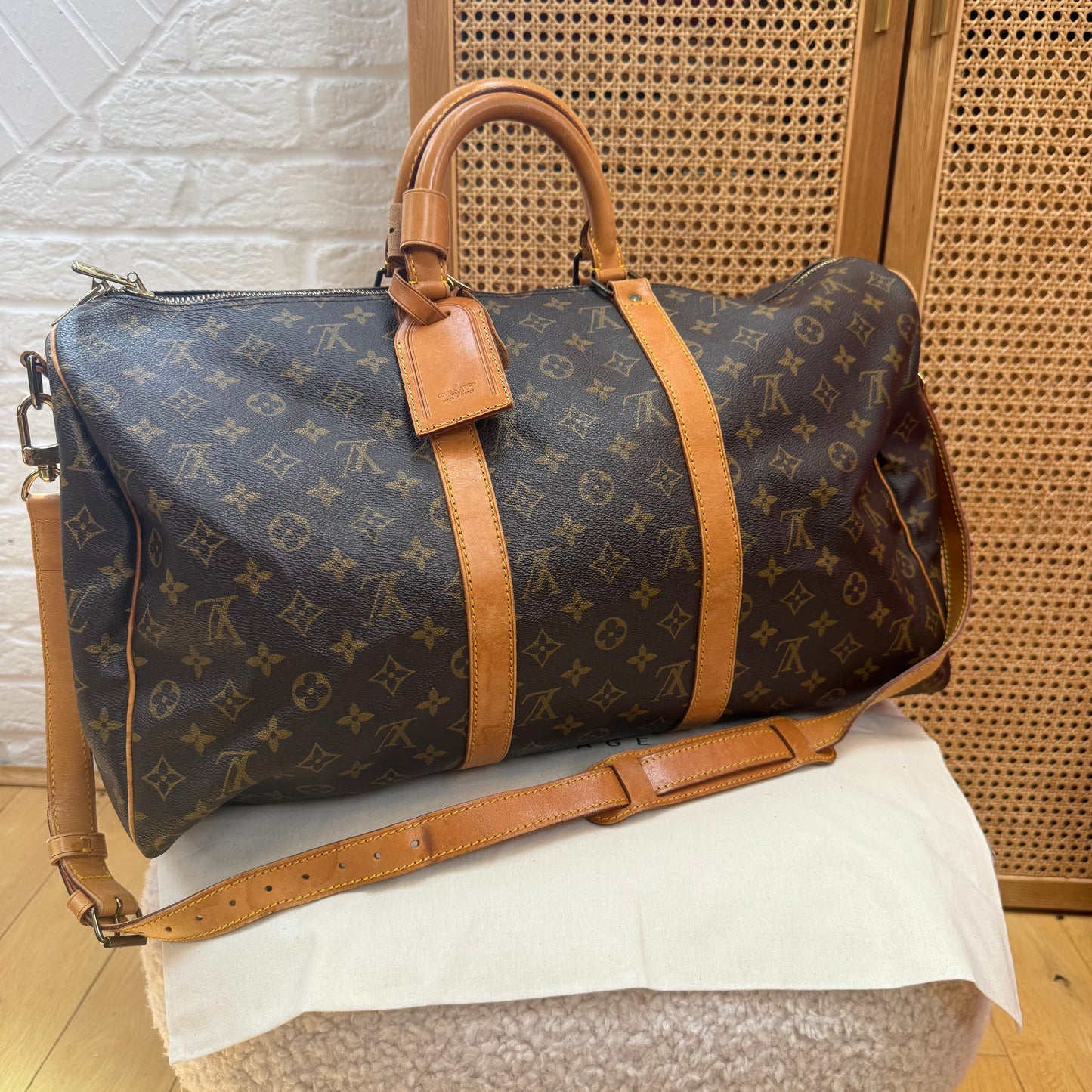 Louis Vuitton 1989 Keepall Bandoulier 50 with luggage tag & handle strap
