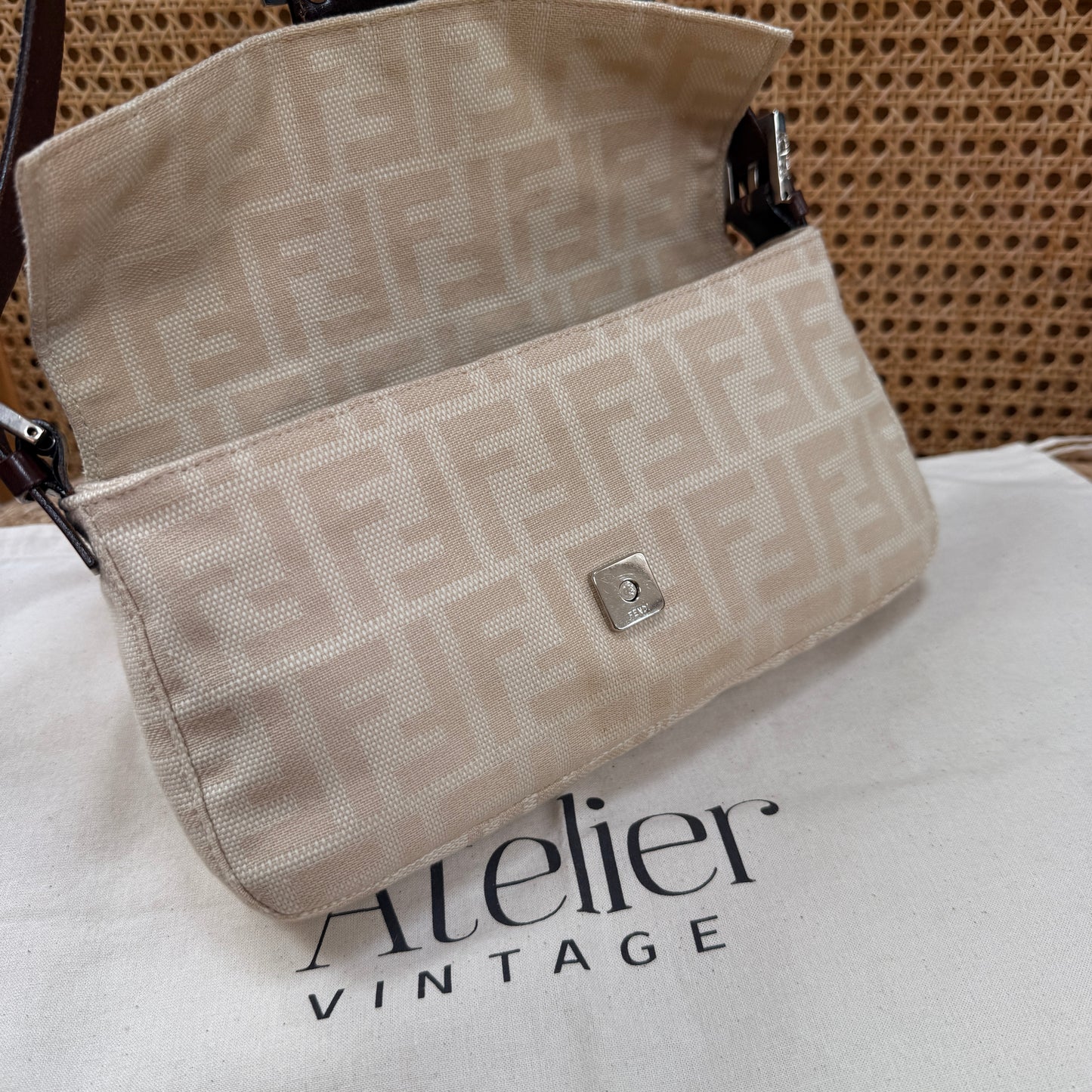 Fendi 1990s Original Baguette in Beige Canvas