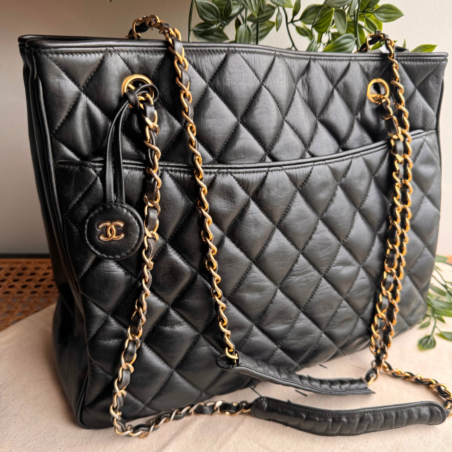 Chanel 1986 Quilted Lambskin CC Charm Tote