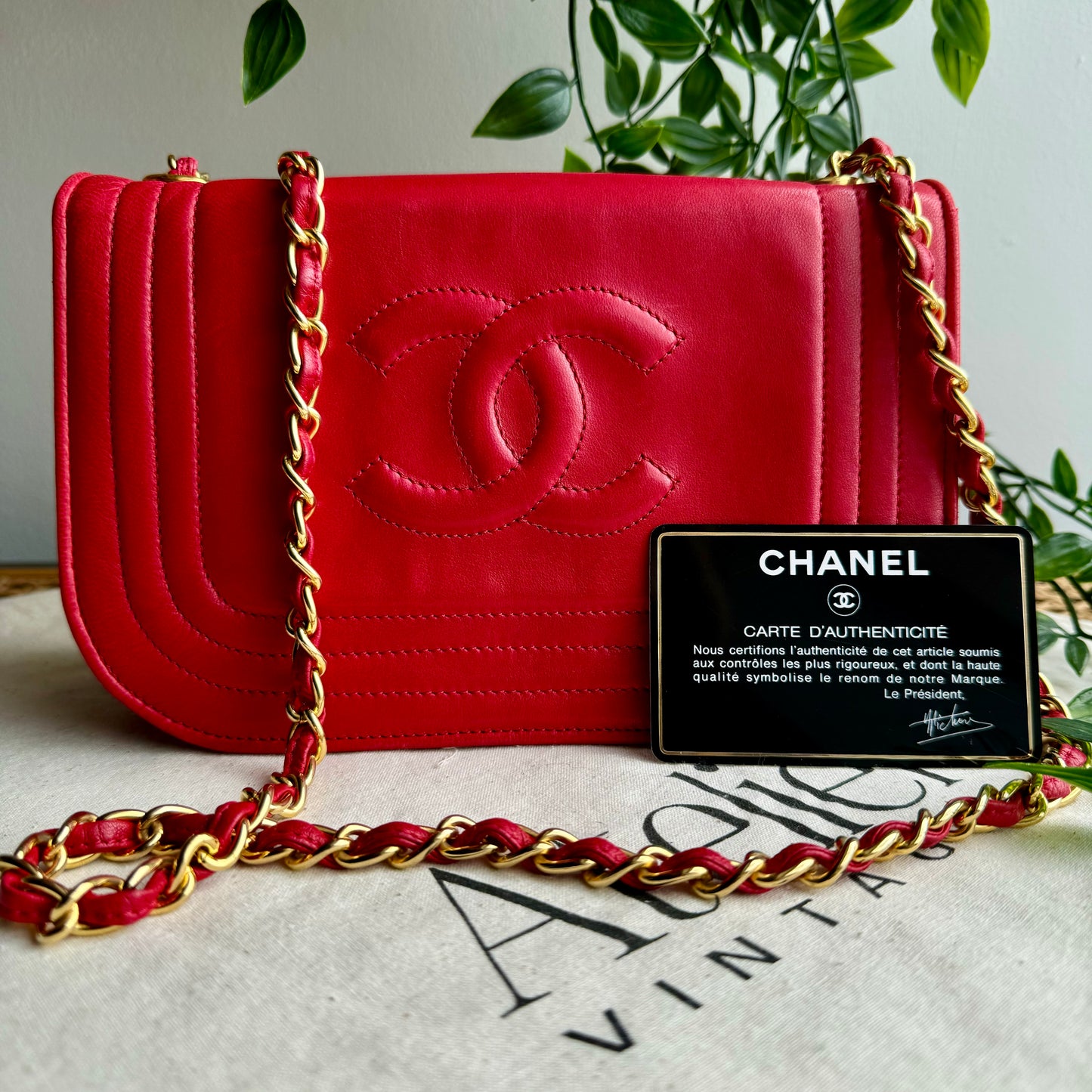 Chanel 1986 Red CC Quilted Full Flap