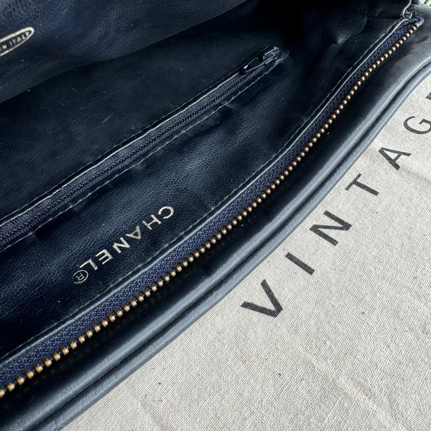 Chanel Early 1980s Clutch/ Pouch with CC Zip Charm