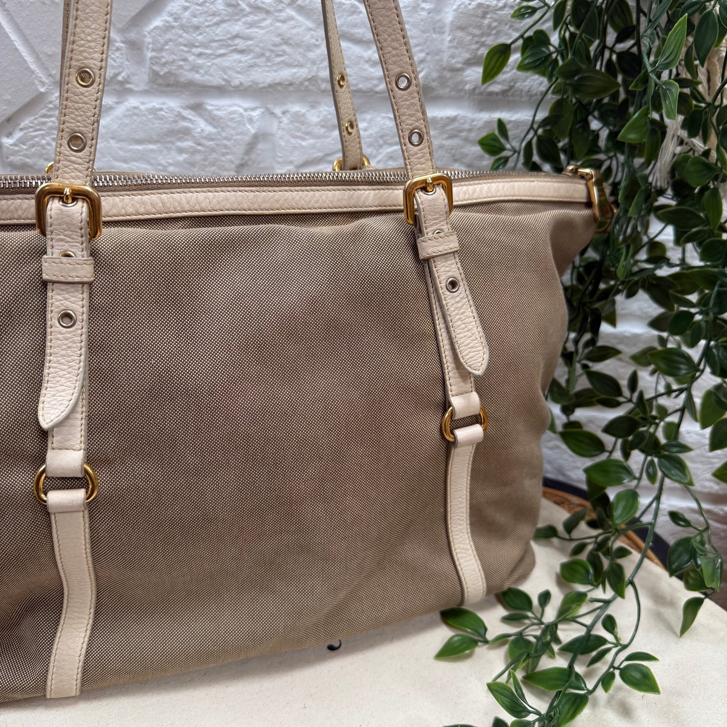 Prada Vintage Jacquard Canvas Tote