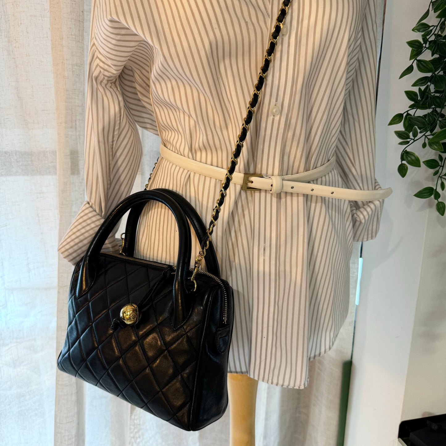 Chanel 1991 Quilted Lambskin Top Handle Two Way Bag