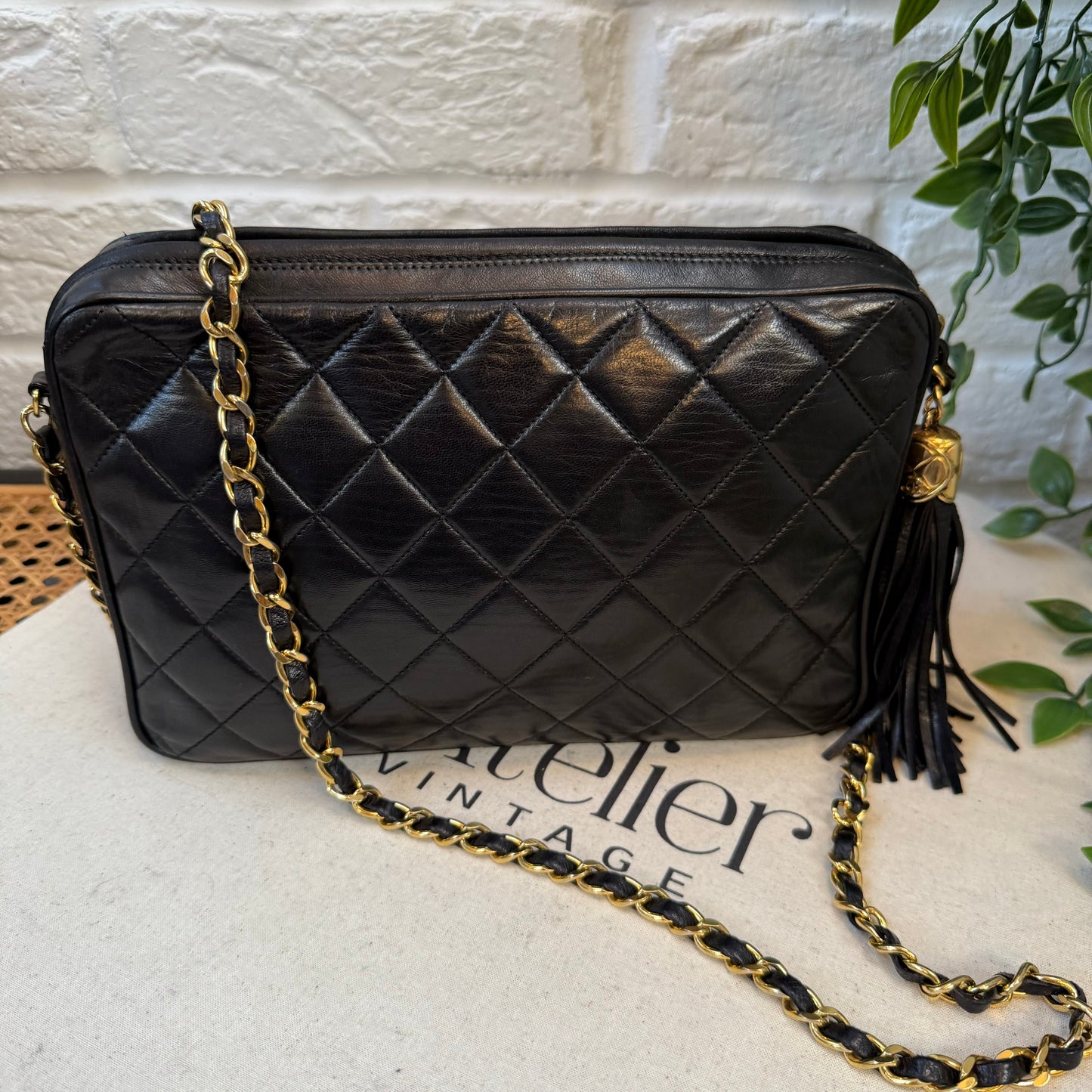 Chanel 1989 CC Quilted Vintage Tassel Camera Bag